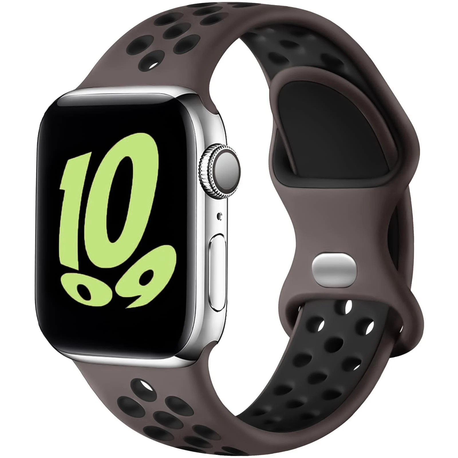 38mm/40mm/41mm — DL3 Mobilak Sport Strap For Apple Watch 49mm 45mm 44mm 42mm 41mm 40mm 38mm, Breathable Silicone Double Hole Band, for iWatch Ultra 2 Series 9 8 7 6 5 4 3 SE (&, 38mm/40mm/41mm) - Brown & Black