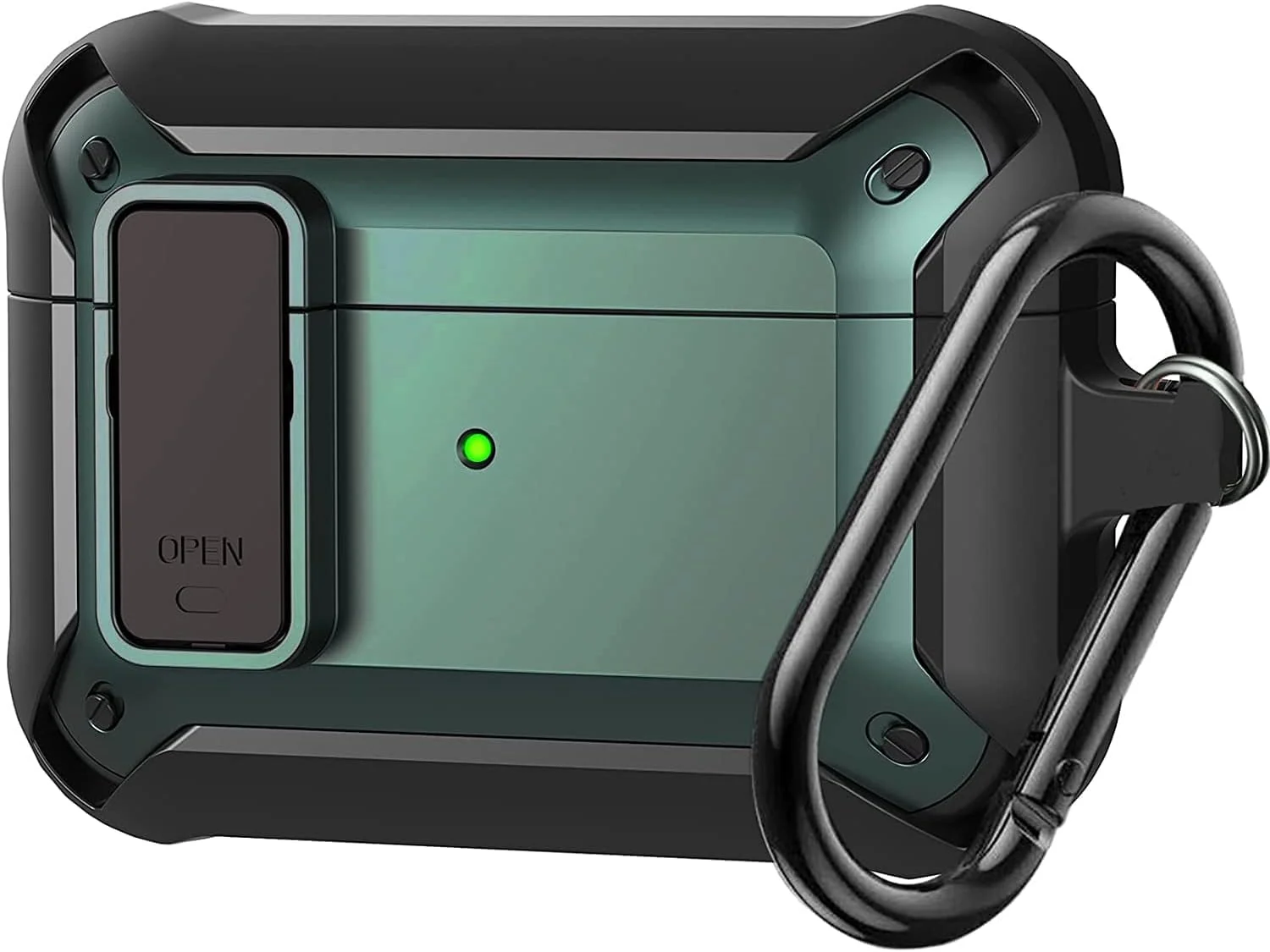 DL3 Mobilak Case Compatible with AirPods Pro Cover with Lock, Compatible with AirPods Pro 2nd Generation/1st Generation Case (2023/2022/2019) - Black Green
