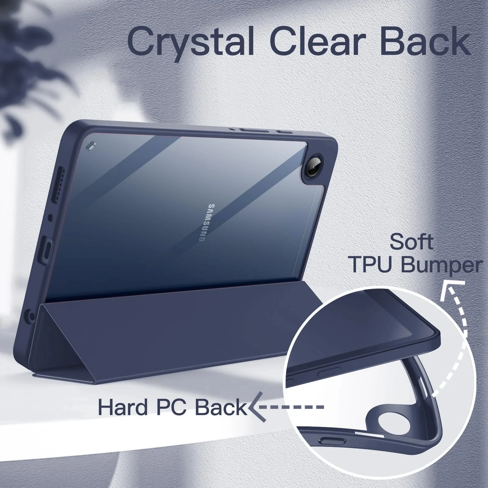 DL3 Mobilak Samsung Galaxy Tab A9+/ A9 Plus Case 11 inch 2023 (SM-X210/X216/X218) with Pen Holder, Soft TPU Back Trifold Stand Protective Smart Cover Flip, Auto Wake&Sleep - Dark Blue