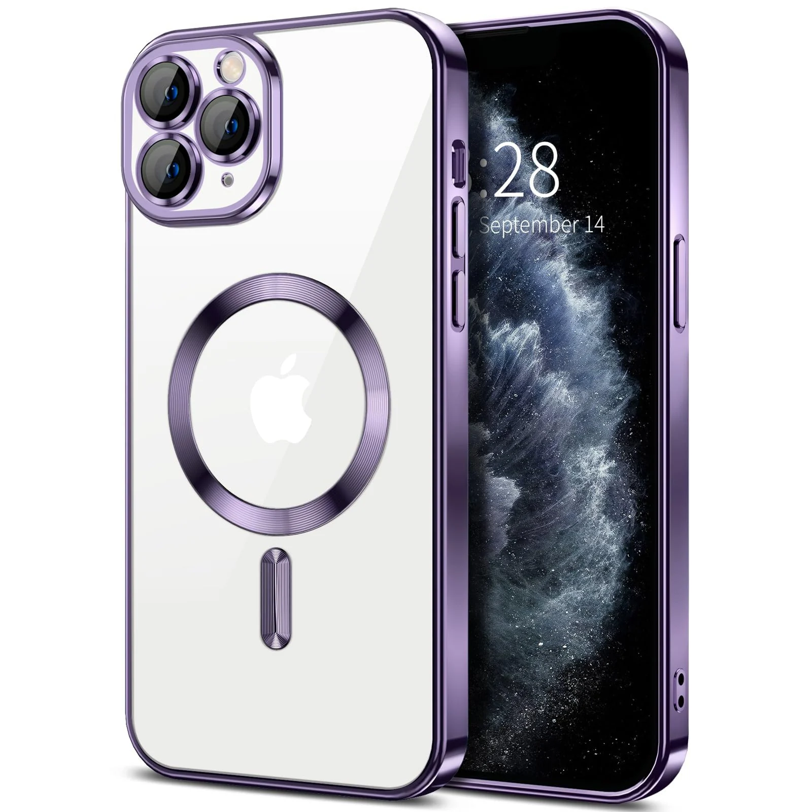 DL3 Mobilak Plated-Edge Protective Case for iPhone 11 Pro 5.8-Inch, Compatible with MagSafe accessories, Supports wireless charging, Shock-absorbing protection - Deep Purple
