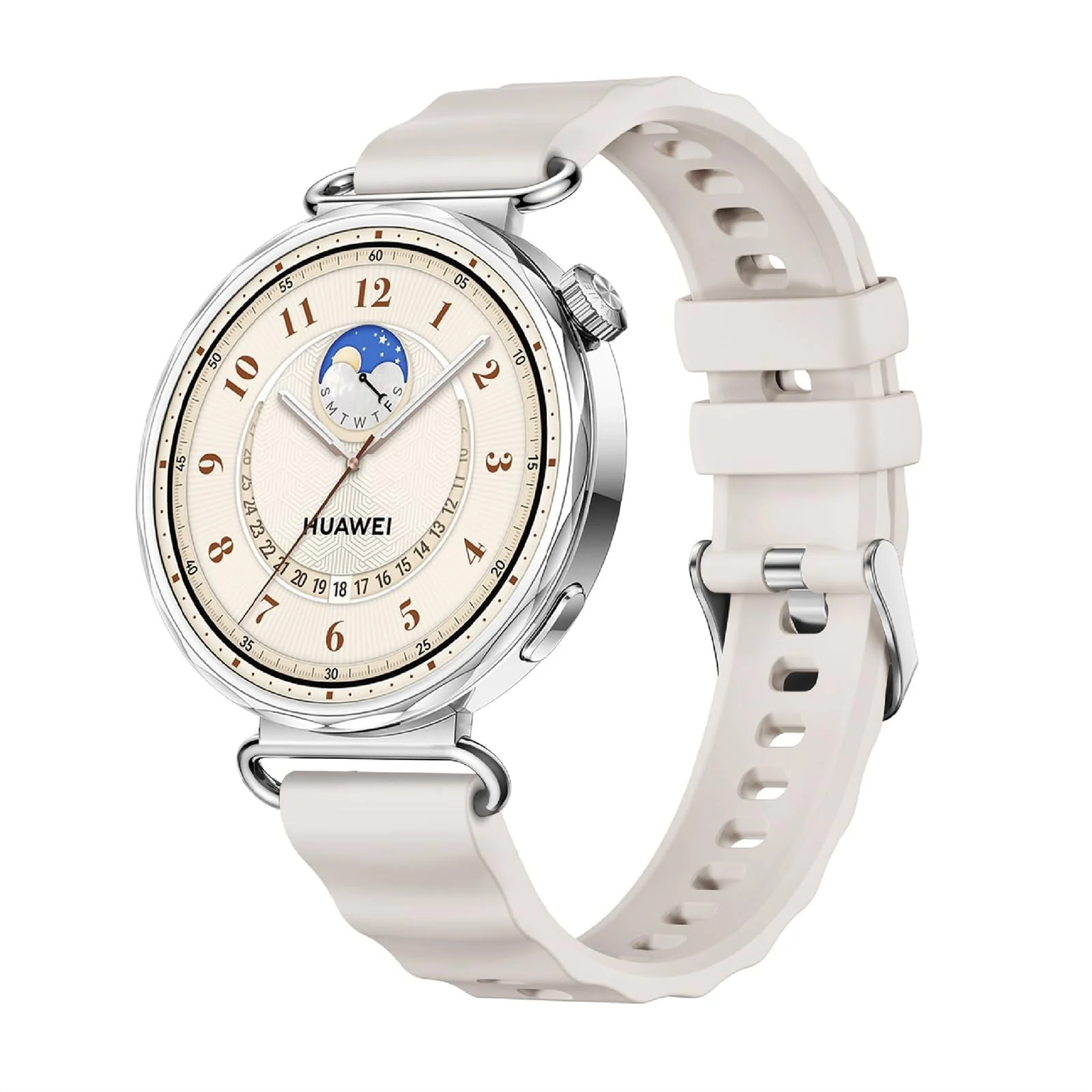 DL3 Mobilak 18mm Silicone Strap Compatible with Huawei Watch GT 6 41mm/GT 5 Pro 42 mm/GT5 41mm/GT4 41 mm/Huawei Watch 5 42mm, 18 mm Silicone Sport Replacement Band for Venu 2S/3S/Vivomove 3S/4S - A-starlight