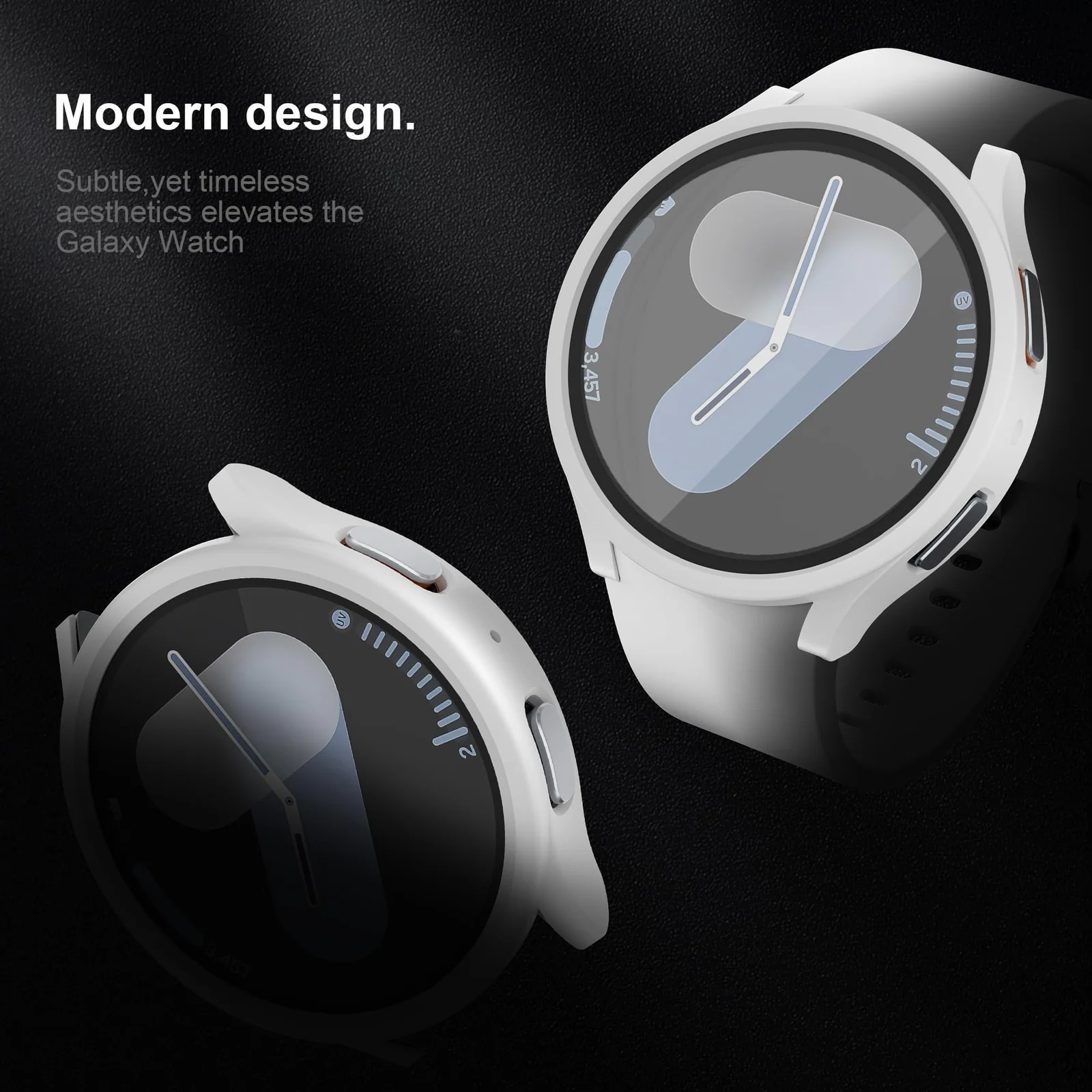 DL3 MOBILAK Full-Coverage Watch Case with Tempered Glass for Samsung Galaxy Watch 6 44 mm, White