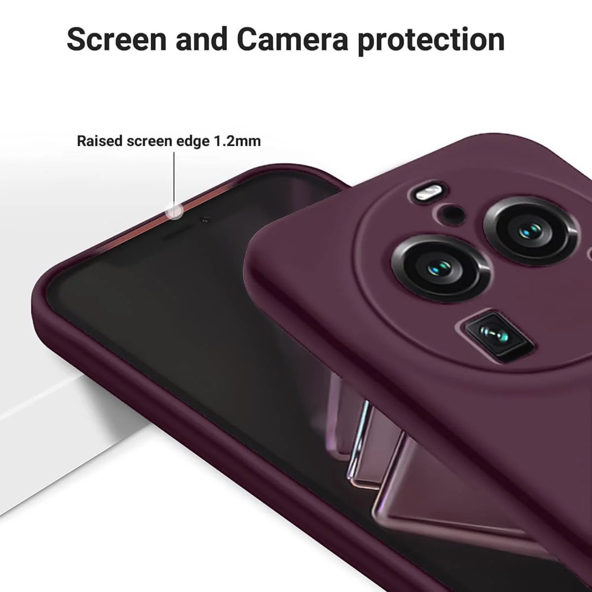 DL3 Mobilak Liquid Silicone Protective Case with Soft Microfiber Lining with Full Camera Protection for OPPO Find X6 Pro - Wine Red