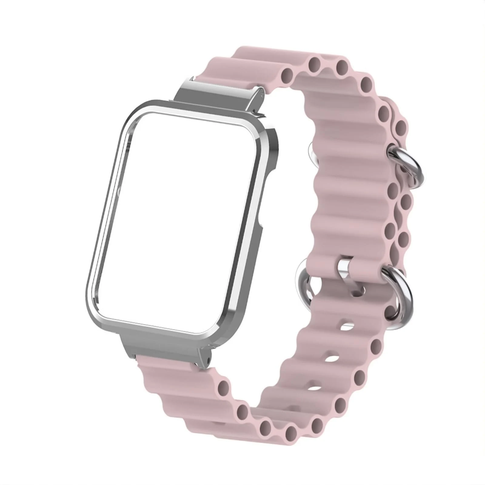 DL3 Mobilak Ocean Strap Compatible with Xiaomi Mi Watch Lite/Redmi Watch, Adjustable Silicone Strap with Metal Buckle, Band With Frame Metal Women Men Replacement Strap - Kashmir
