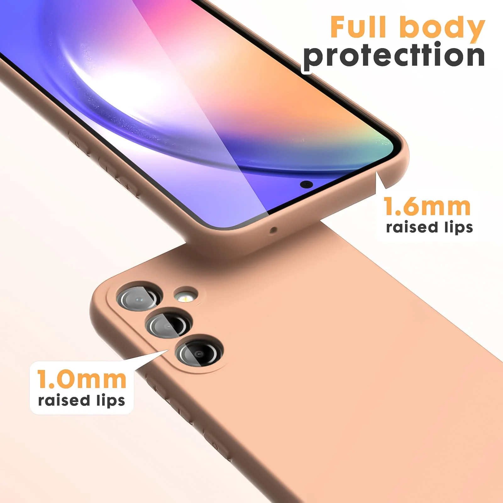 DL3 Mobilak Soft Silicone Protective Case for Samsung Galaxy A24 4G with Microfiber Lining and Shockproof Design - Light Orange