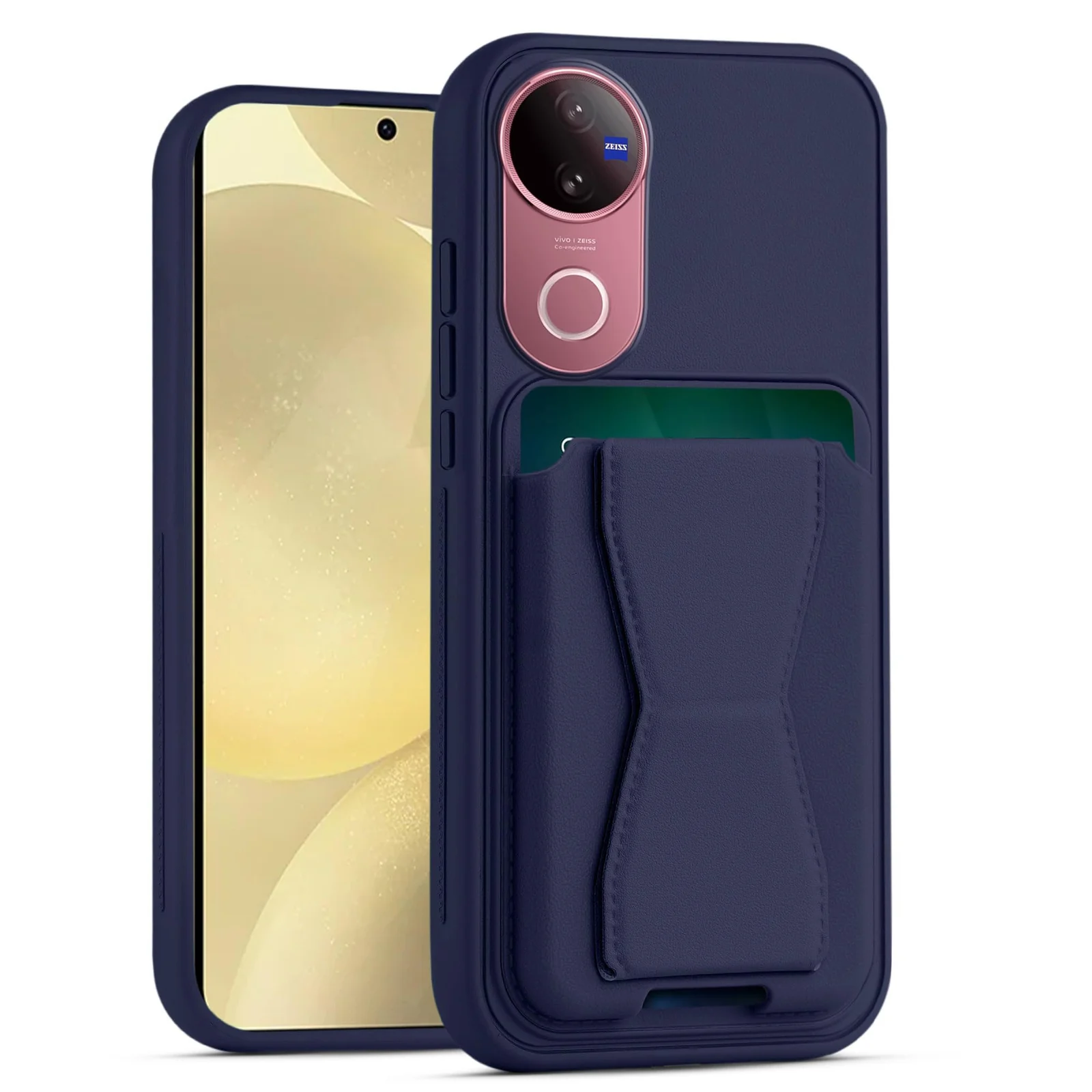 DL3 Mobilak Leather Wallet Case with Card Slot for vivo V50 5G / vivo V50e 5G with Camera Protection and Shockproof Design - Blue