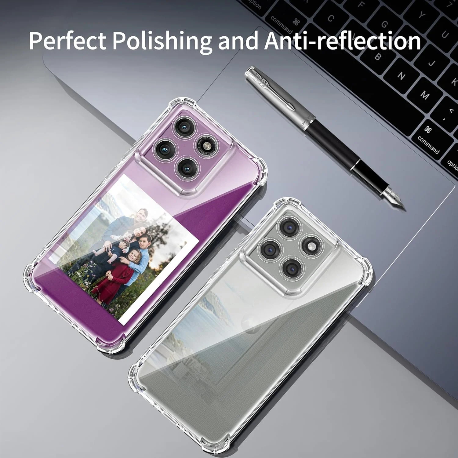 DL3 Mobilak Case Compatible with Motorola Edge 60 Pro, Cover Silicone TPU Gorilla Anti-shock Protector Camera Shockproof Corners - Clear