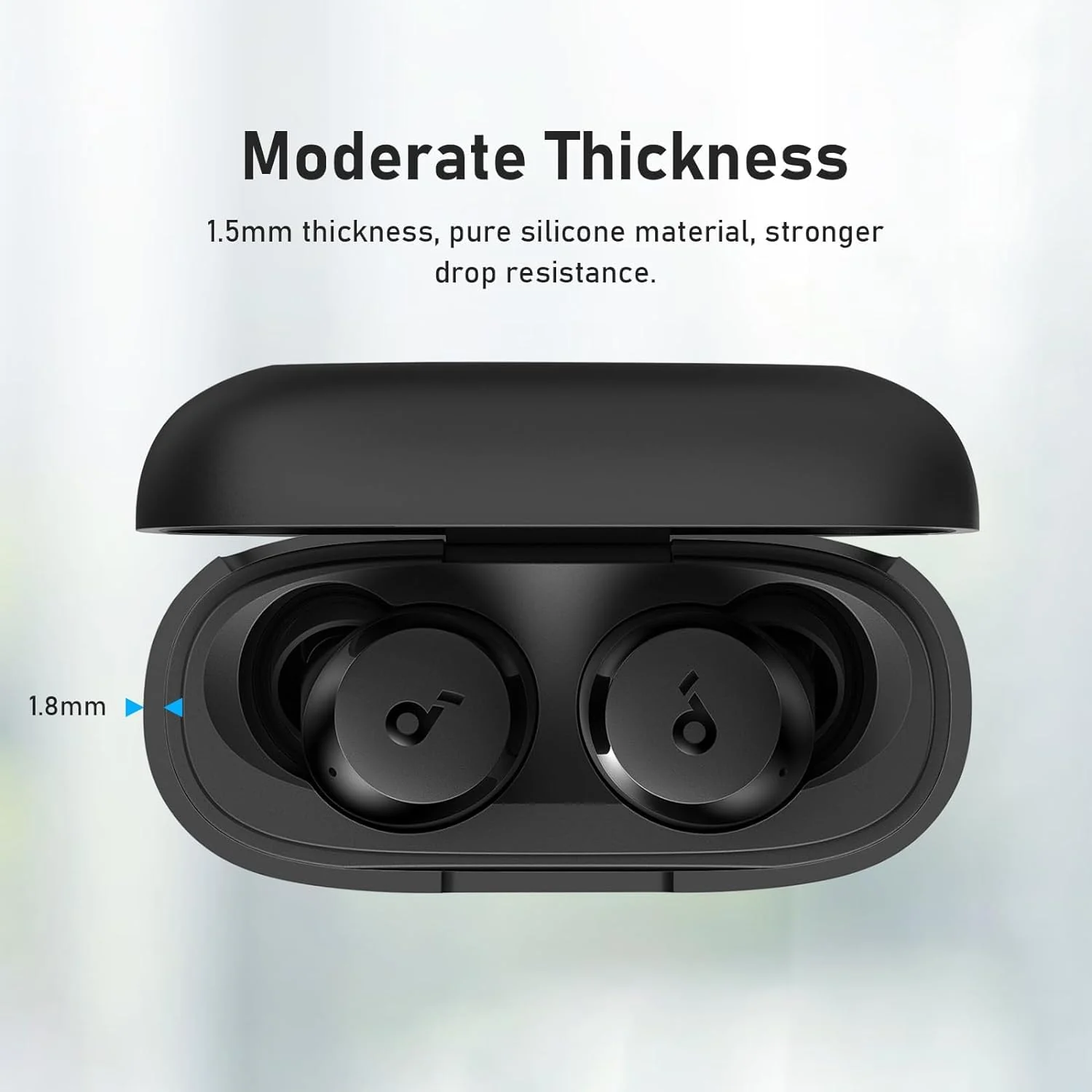 DL3 Mobilak Silicone Cover Case Compatible with Soundcore by Anker A20i Portable Protective Case Cover With Keychain - Black