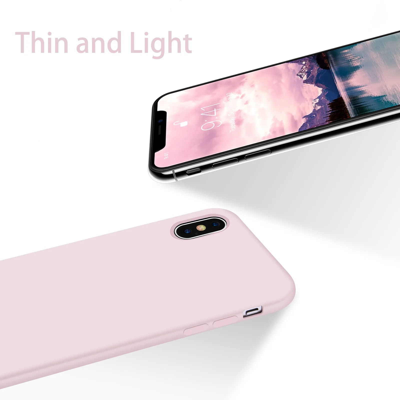 DL3 Mobilak Liquid Silicone Protective Case with Soft Microfiber Lining for iPhone X / iPhone XS - Ice Pink