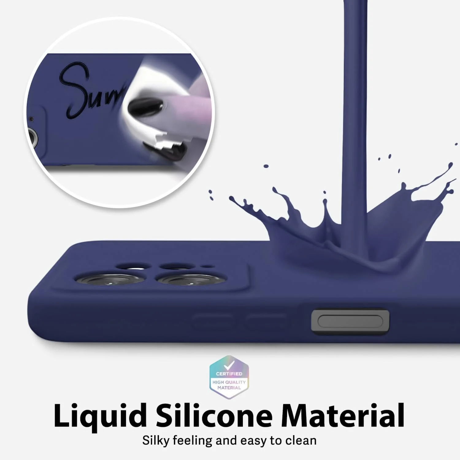 DL3 Mobilak Liquid Silicone Protective Case with Soft Microfiber Lining with Full Camera Protection for OPPO Reno 8 4G / Reno 7 4G / F21 Pro 4G / F21S Pro 4G - Blue 2