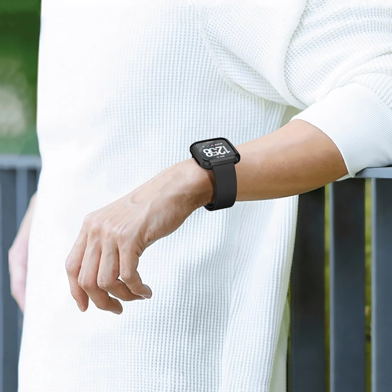 DL3 Mobilak Case Compatible with Fitbit Versa 2 Case All-Around with Built-in Screen Protector Watch Soft TPU Shockproof Cover Slim Guard Thin Bumper Shell Protector For Versa 2 - Black