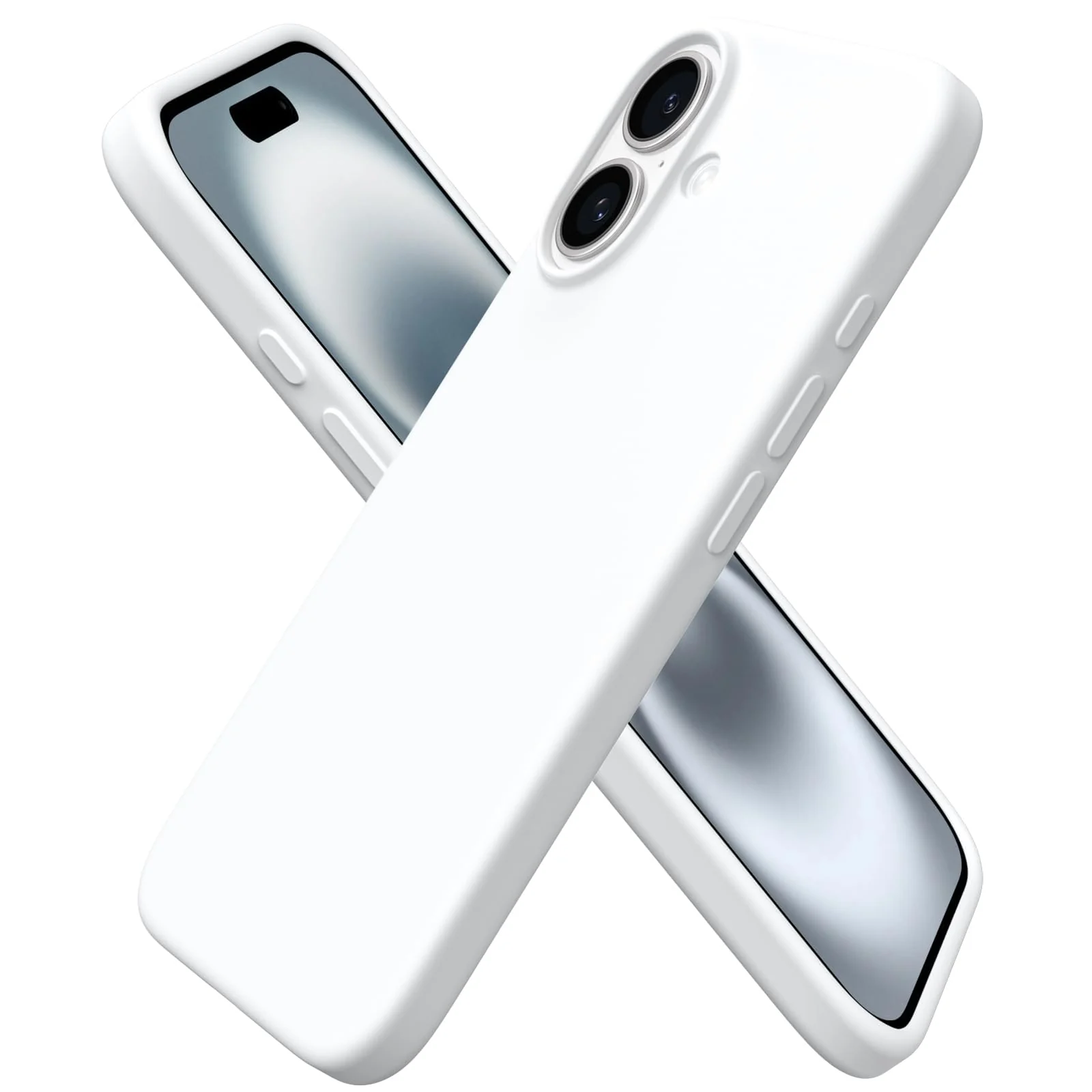 DL3 Mobilak Liquid Silicone Protective Case with Soft Microfiber Lining for iPhone 16 - White