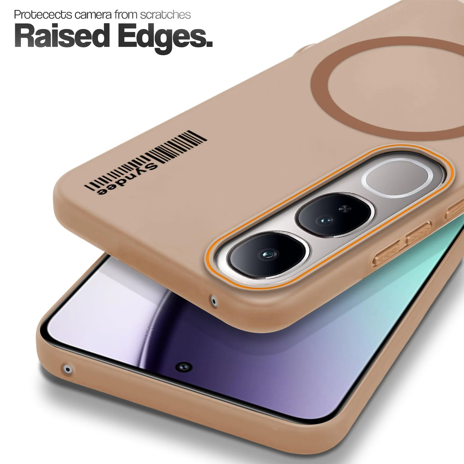 DL3 Mobilak Translucent Matte Case for vivo V70 FE, Compatible with MagSafe accessories, Shock-absorbing protection, Integrated ring holder - Brown