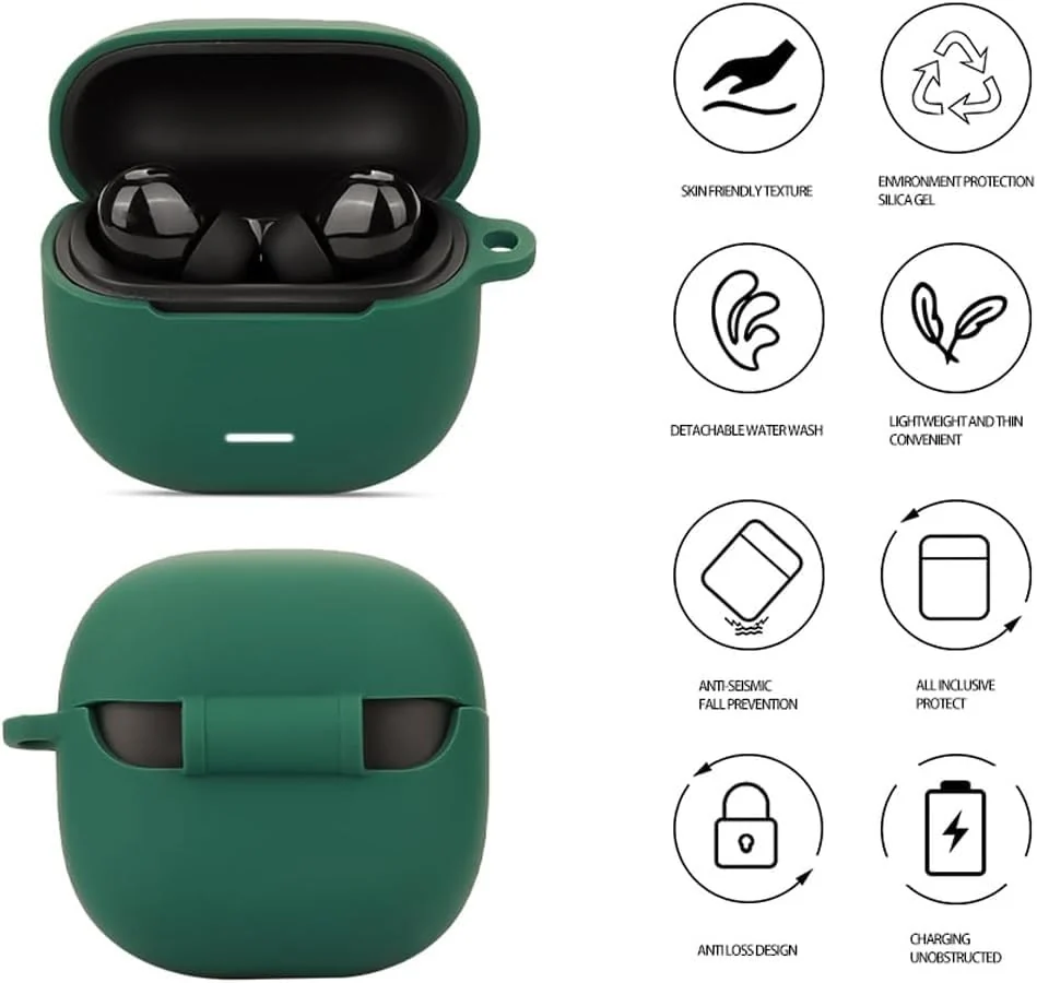 DL3 Mobilak Silicone Cover Case Compatible with Xiaomi Redmi buds 6 Lite Portable Protective Case Cover With Keychain For Xiaomi Redmi buds 6 Lite - Green