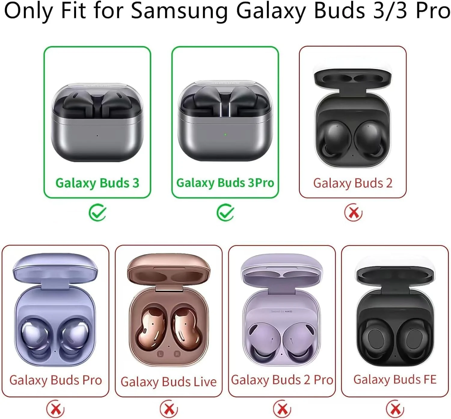 DL3 Mobilak Compatible with Samsung Galaxy Buds 3 Pro/Buds 3 Case Cover, Soft Silicone Shockproof Protective Case Wireless Earbuds with Carabiner, Front LED Visible - Black