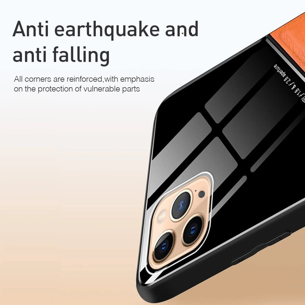 DL3 Mobilak Leather and PC Protective Case for Samsung Galaxy A05, Built-in magnetic car-mount support, Shock-absorbing protection, Raised edges around the screen and camera - Orange