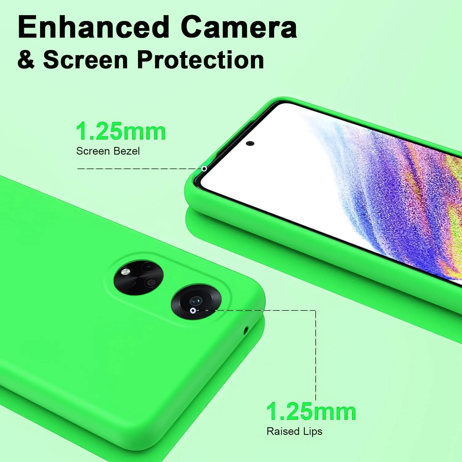 DL3 Mobilak Soft Silicone Protective Case for OPPO A98 with Microfiber Lining and Shockproof Design - Neon Green