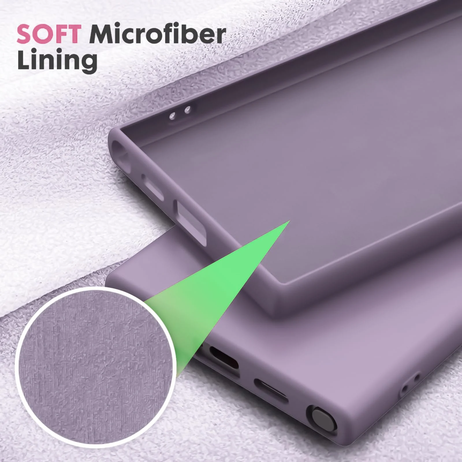 DL3 Mobilak Liquid Silicone Protective Case for Samsung Galaxy S23 Ultra with Camera Protection and Microfiber Lining - Lavender