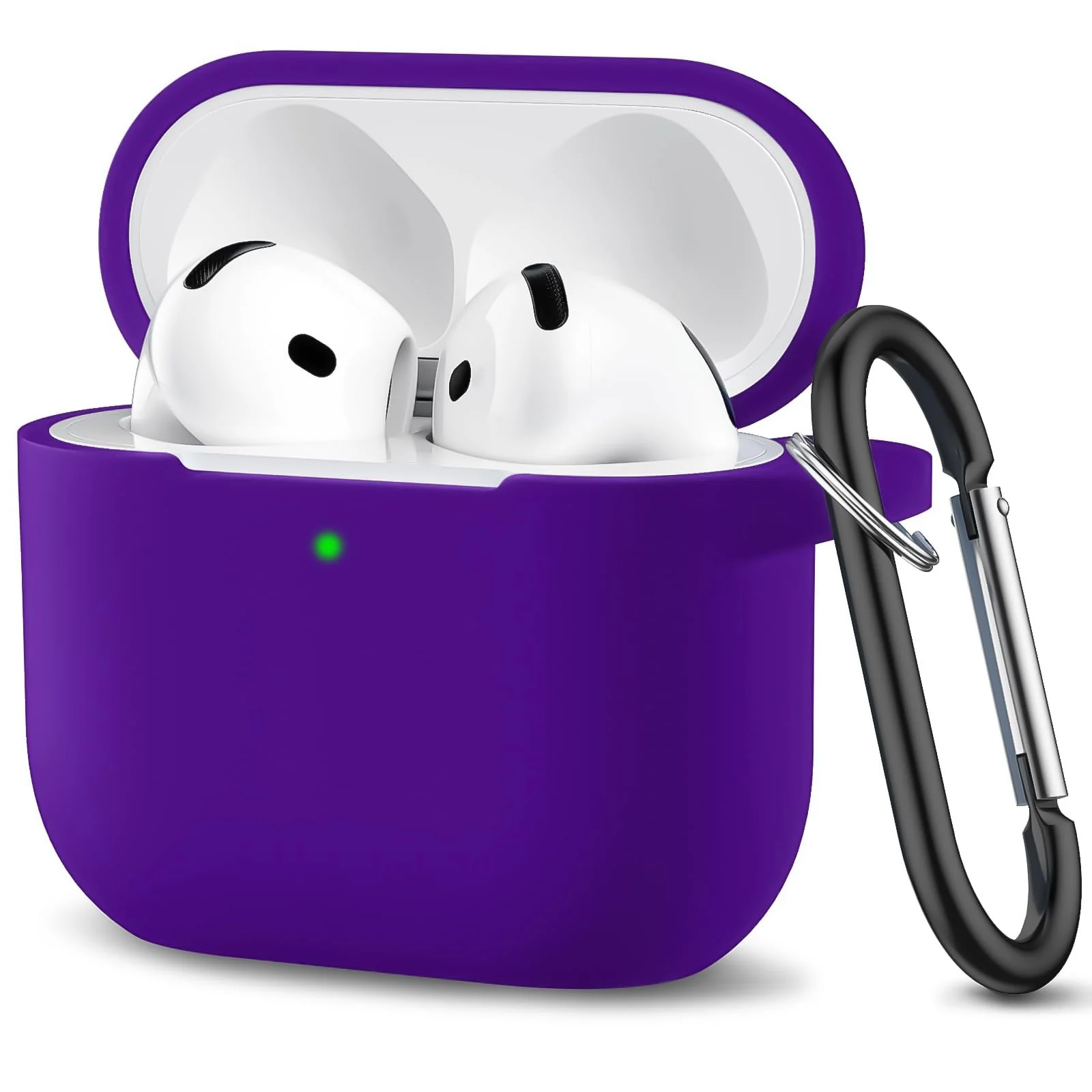 DL3 Mobilak Compatible with AirPods 4 Case (2024), Soft Silicone Full Protective Case Cover with Keychain, For Apple AirPods 4th Generation for Women Men - Purple