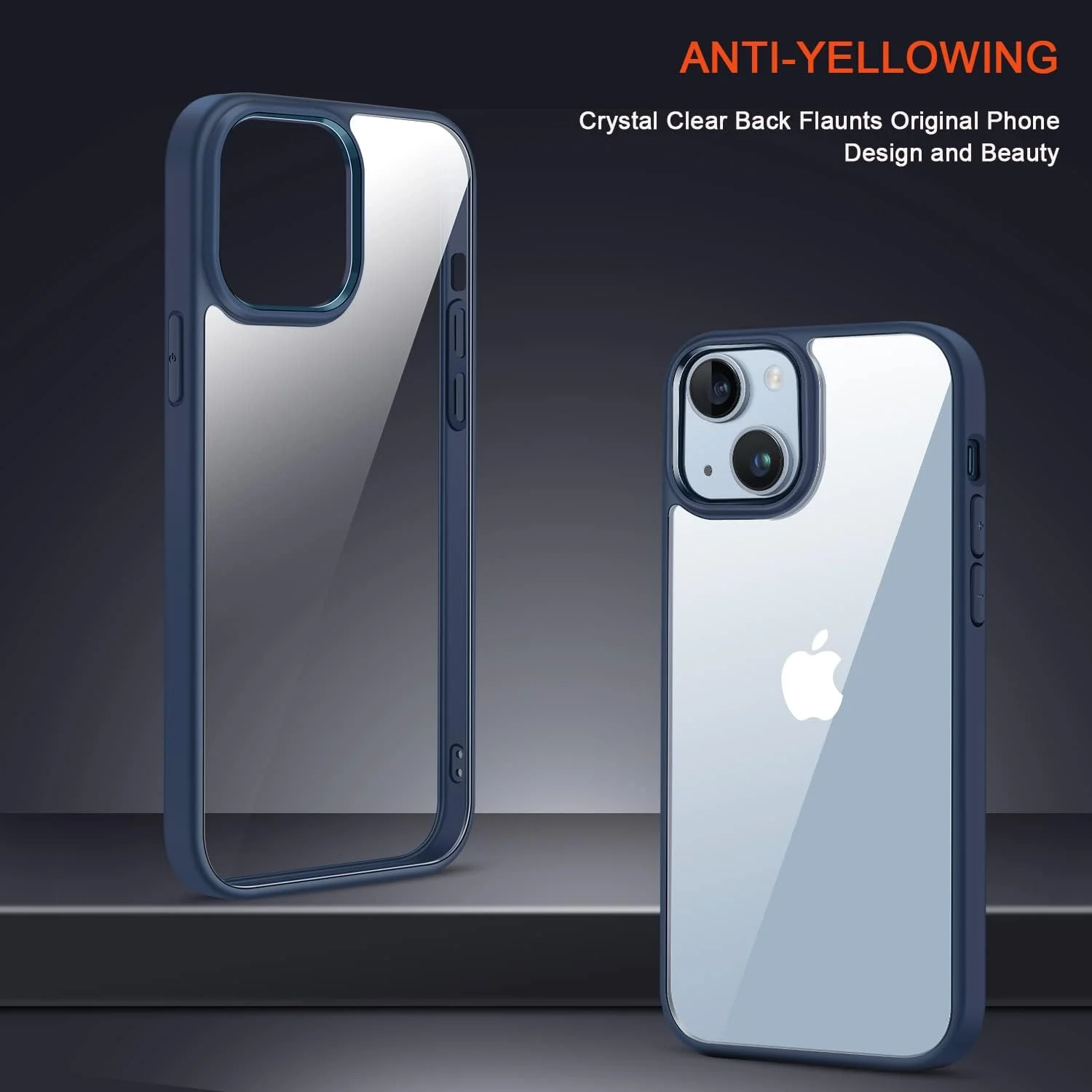 DL3 Mobilak Clear PC and TPU Protective Case for iPhone 13 / iPhone 14 with Shockproof Design and Anti-Yellowing Design - Blue