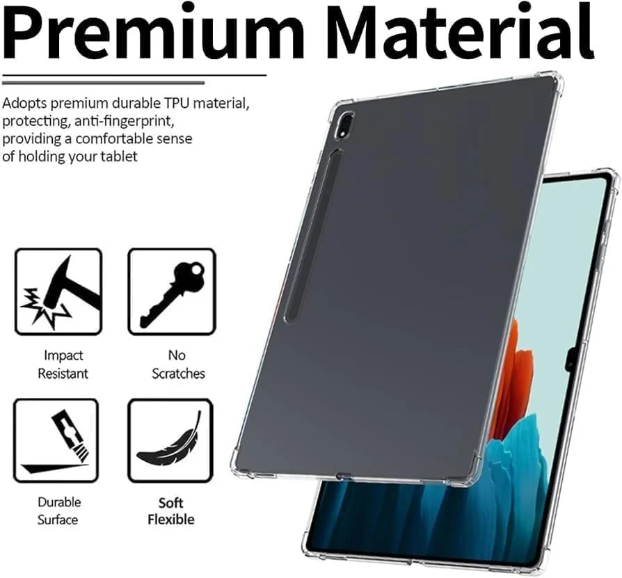 DL3 Mobilak Case For Samsung Galaxy Tab S10 Ultra 2024/ S9 Ultra 2023 Tablet 14.6 Inch Tablet Cover Ultra Thin Silicone Shockproof Back Shell HD TPU Protective Cover - Clear