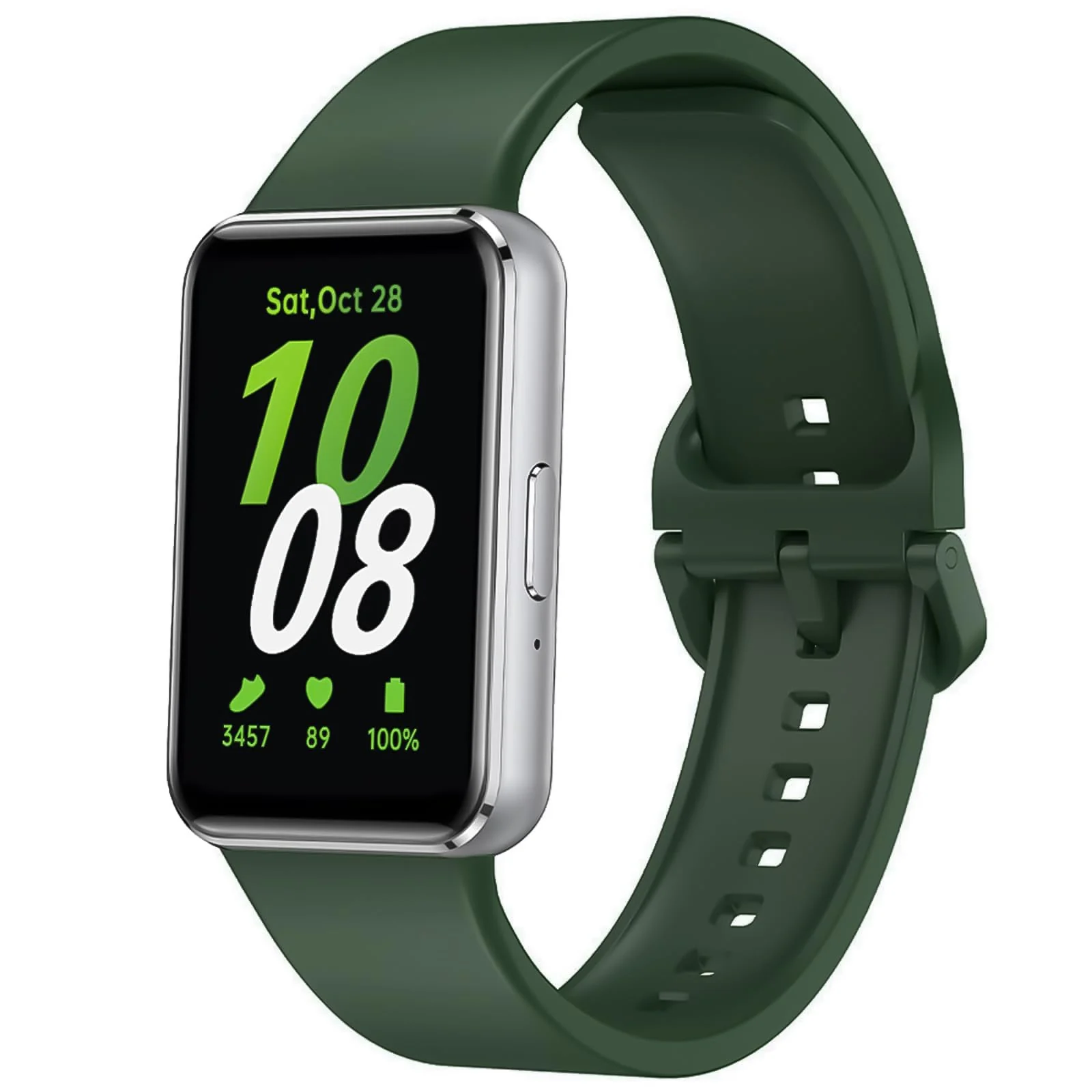 DL3 MOBILAK Silicone Bracelet for Samsung Galaxy Fit 3 Strap, Soft Silicone Sport Replacement Strap For Women/Men, Adjustable Waterproof Sports Band - Green