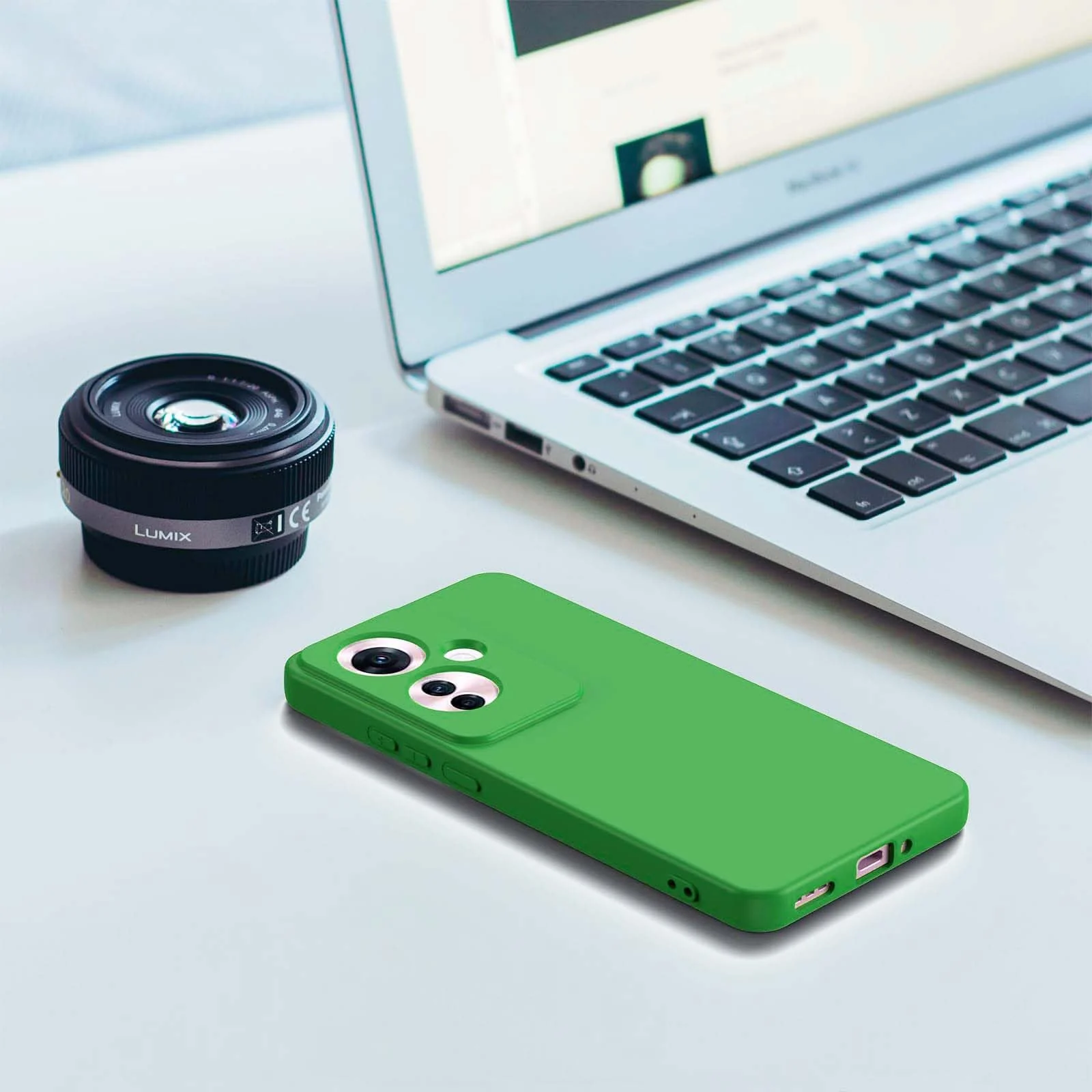 DL3 Mobilak Liquid Silicone Case for OPPO Reno11 F 5G, Not compatible with MagSafe, Supports wireless charging, Camera protection - Neon Green