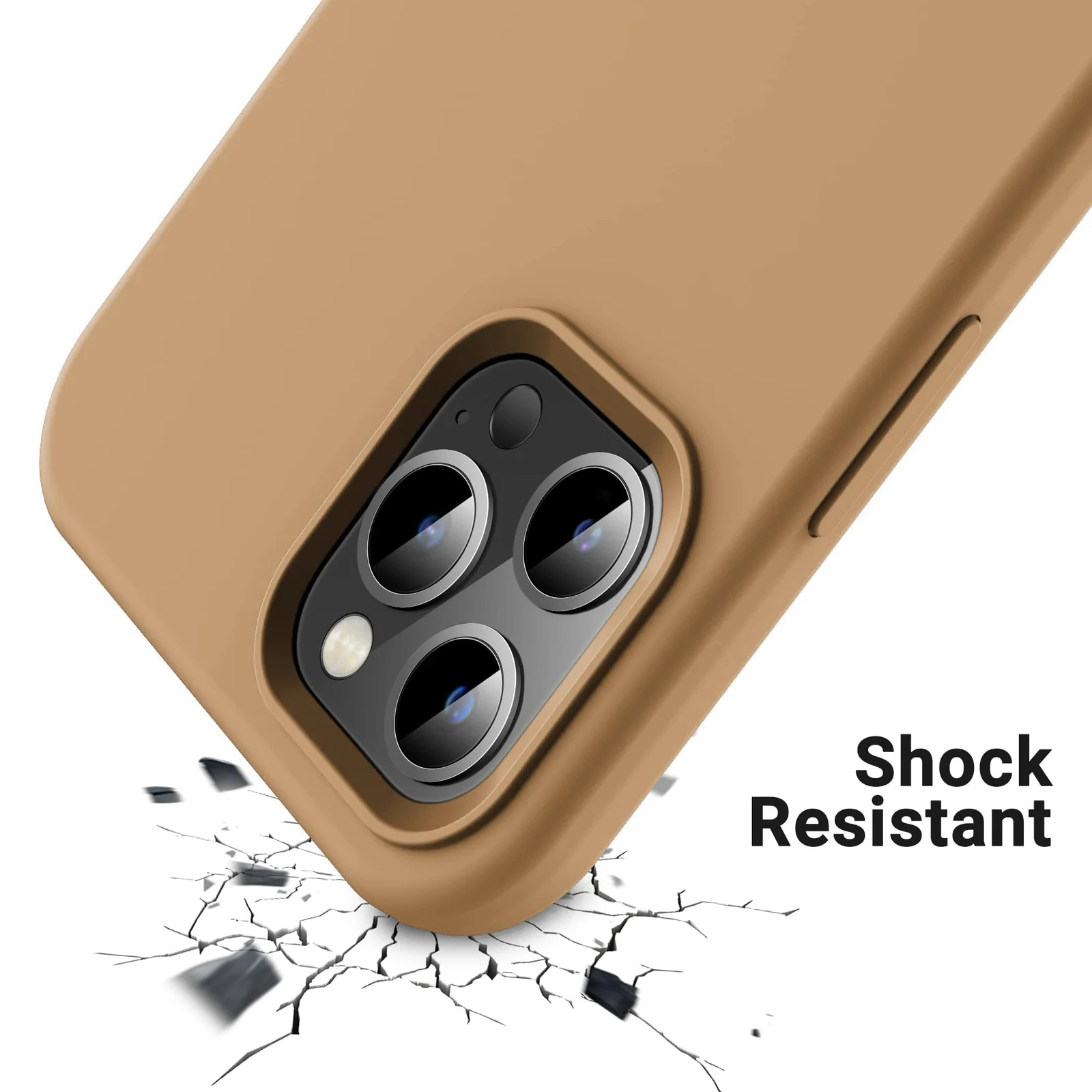 DL3 Mobilak Liquid Silicone Case for iPhone 15 Pro Max, Supports wireless charging, Shock-absorbing protection, Scratch-resistant surface - Light Desert