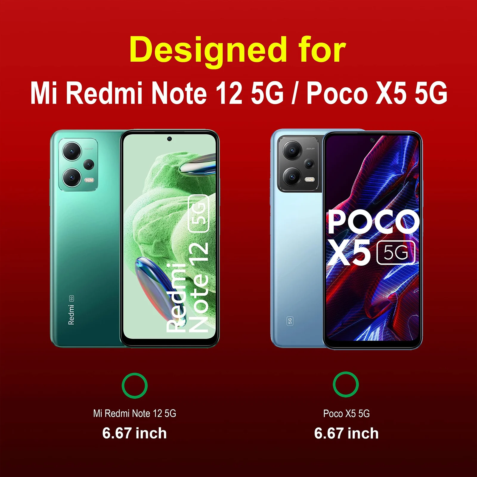 DL3 Mobilak Soft Silicone Protective Case for Xiaomi Redmi Note 12 5G / Poco X5 5G with Camera Protection and Shockproof Design - Red