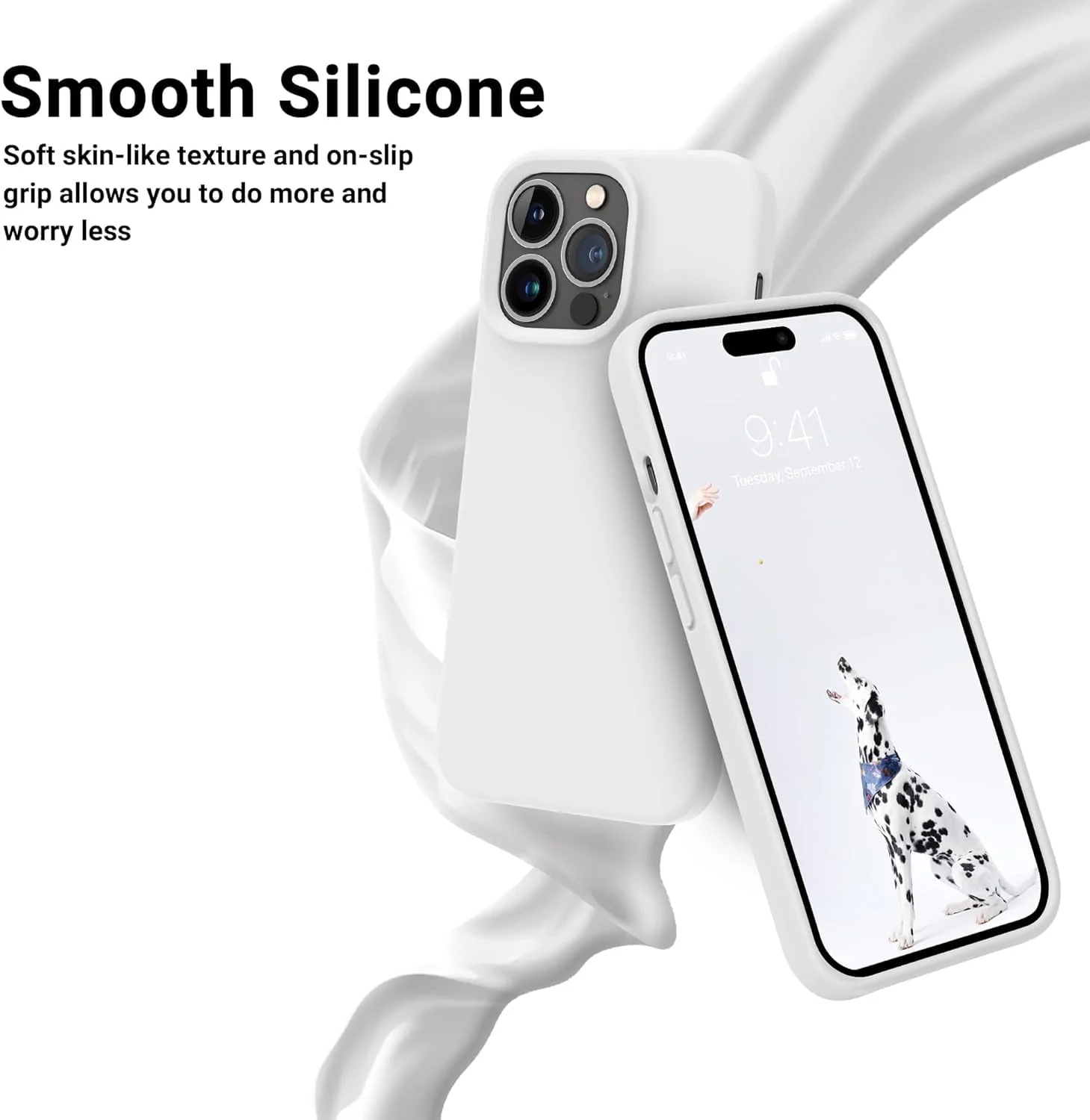 DL3 Mobilak Liquid Silicone Protective Case for iPhone 12 Pro Max (6.7 Inch) with Camera Protection and Microfiber Lining - A White
