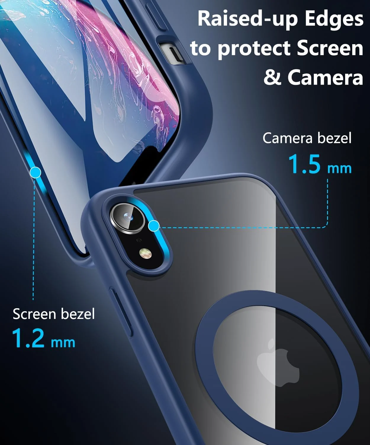 DL3 Mobilak Clear MagSafe-Compatible Magnetic Case for iPhone XR with Magnetic Car-Mount Support and Military-Grade Protection - Blue