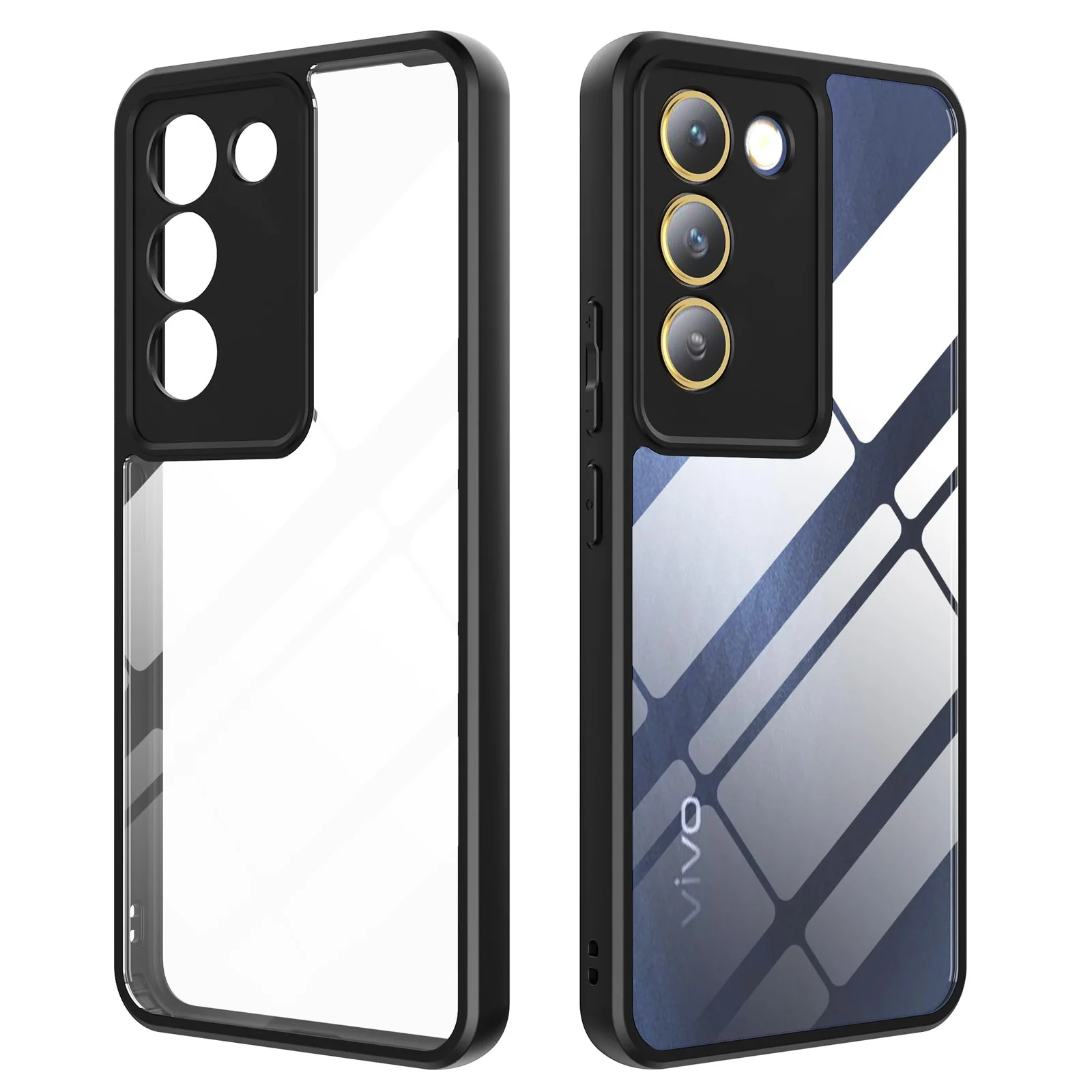 DL3 Mobilak Clear PC and TPU Protective Case for vivo V30 Lite with Camera Protection and Military-Grade Protection - Black
