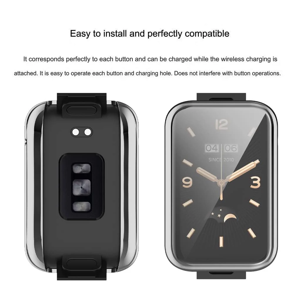 DL3 Mobilak Case Compatible with Xiaomi Mi Band 7 Pro Case All-Around with Built-in Screen Protector Watch Soft TPU Shockproof Cover Slim Guard Thin Bumper Shell Protector - Silver