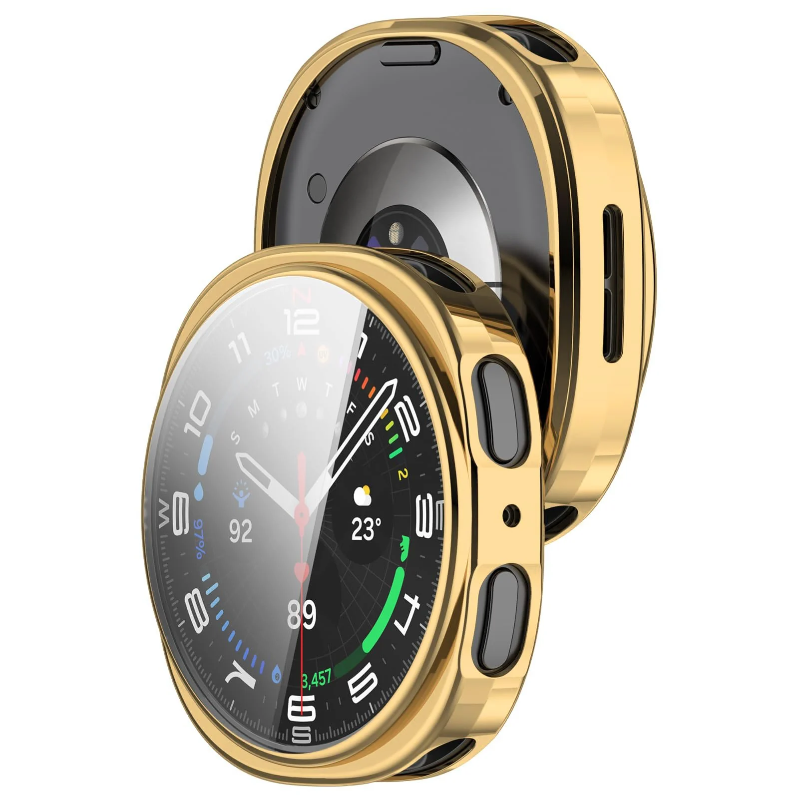 DL3 Mobilak Case Compatible with Samsung Galaxy Watch 8 44mm Case All-Around with Built-in Screen Protector Watch Soft TPU Shockproof Cover Slim Guard Thin Bumper Shell Protector - Gold