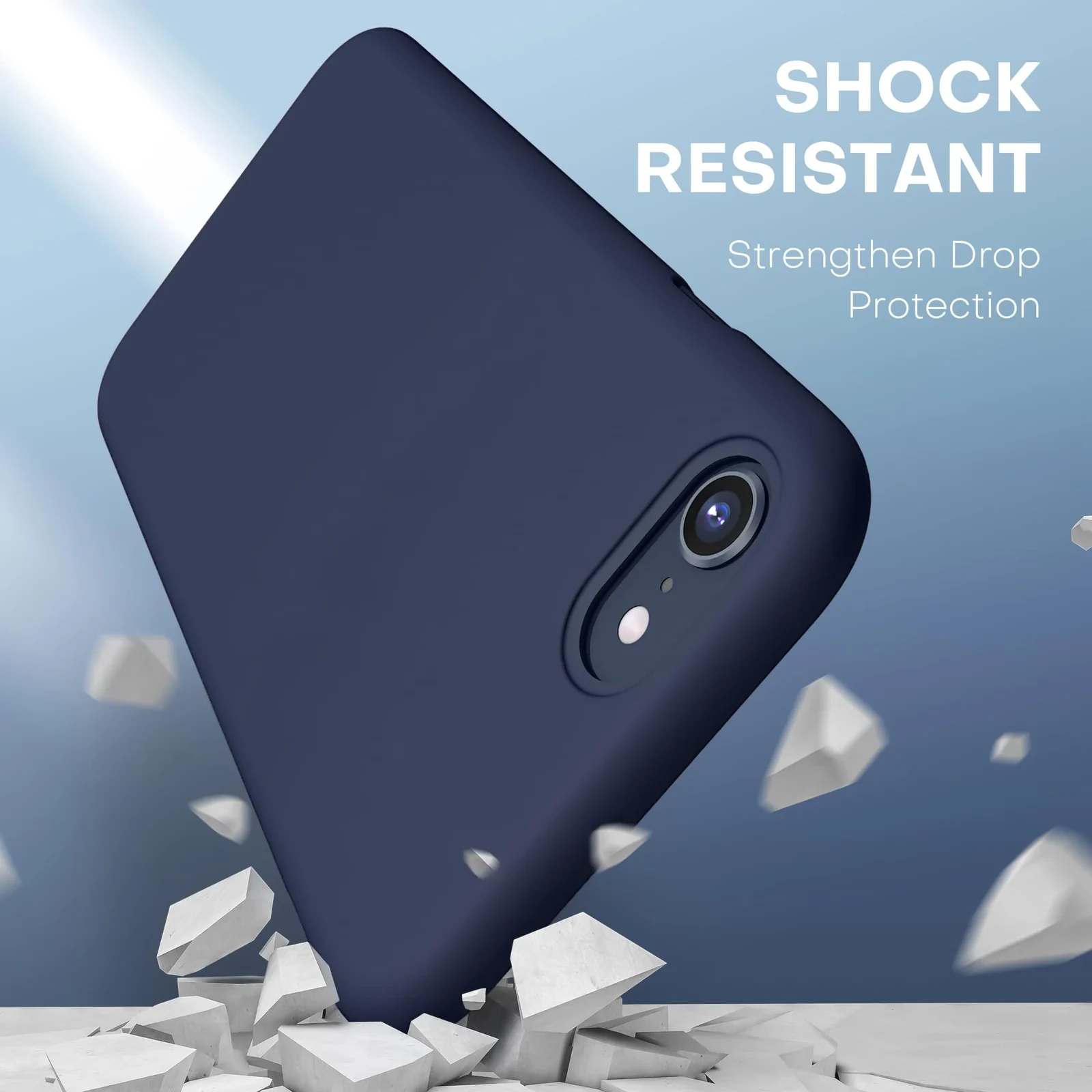 DL3 Mobilak Compatible with iPhone 7/8, iPhone SE 2022, SE 2020, Case, Liquid Silicone Case, Full Body Protective Cover, Shockproof, Slim Phone Case, Anti-Scratch Soft Microfiber - Storm Blue