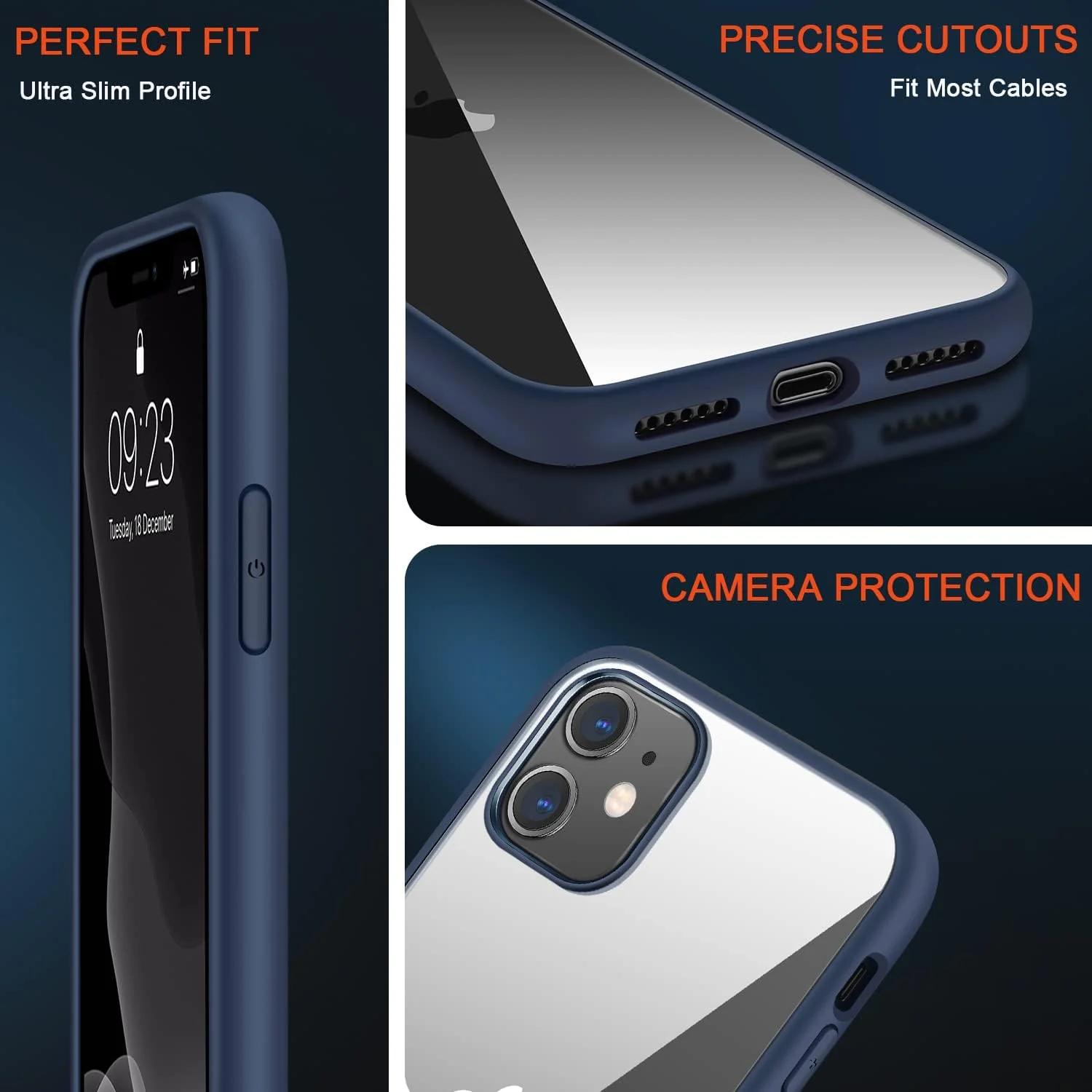 DL3 Mobilak Clear PC and TPU Protective Case for iPhone 11 with Shockproof Design and Anti-Yellowing Design - Blue