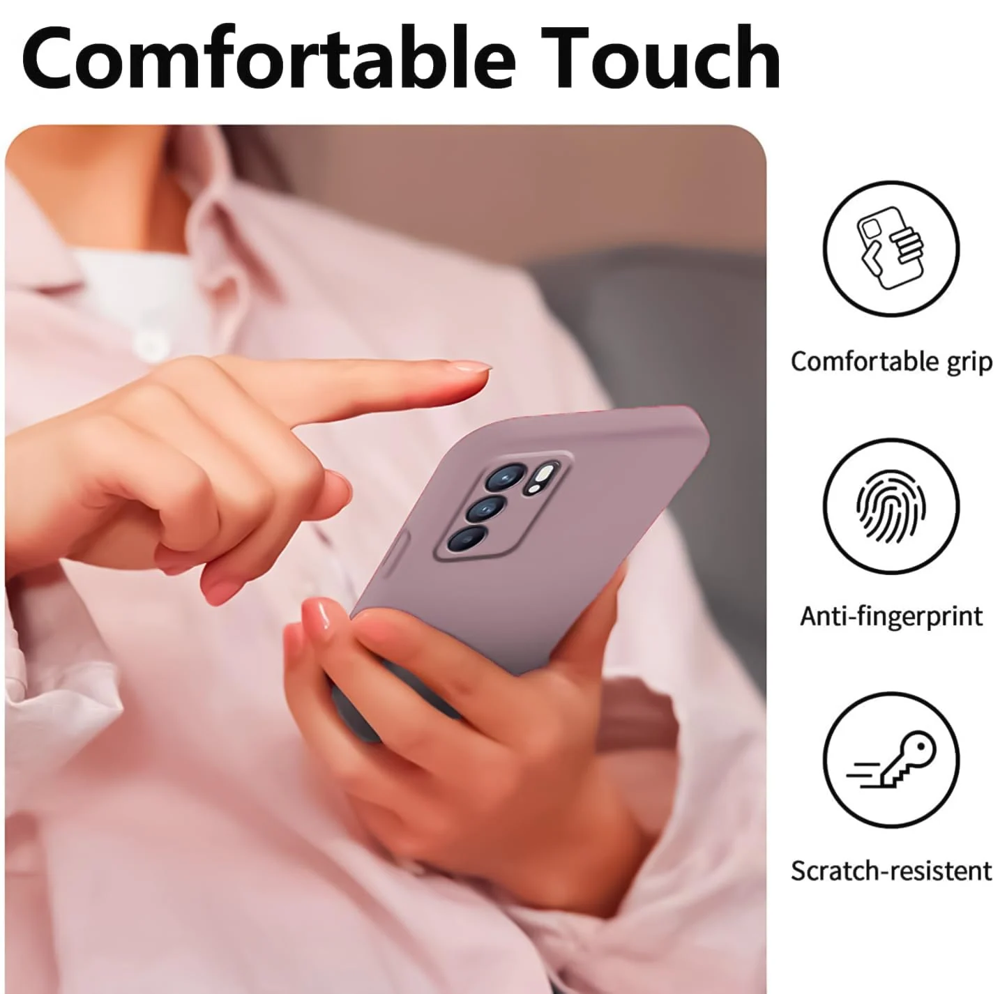 DL3 Mobilak Liquid Silicone Protective Case with Soft Microfiber Lining with Full Camera Protection for OPPO Reno 6 5G - Cashmere