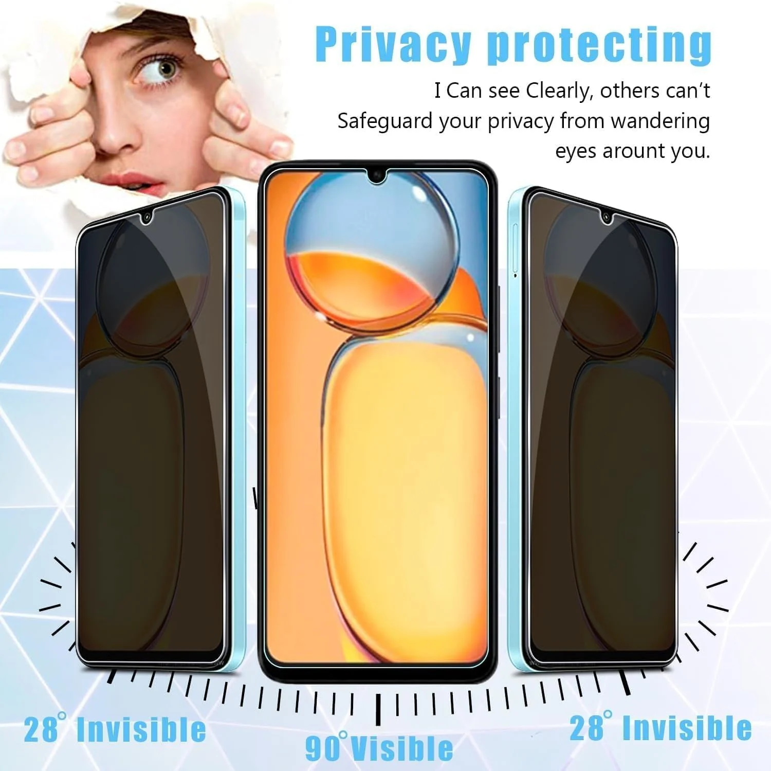 DL3 Mobilak Privacy Full Glass Screen Protector For Xiaomi Redmi 13C / Poco C65 - Black