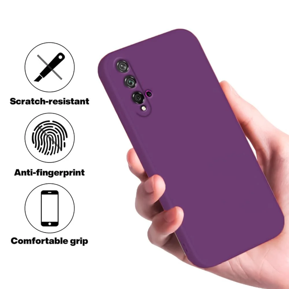 DL3 Mobilak Liquid Silicone Protective Case for Huawei nova 5T with Microfiber Lining and Shockproof Design - Violet