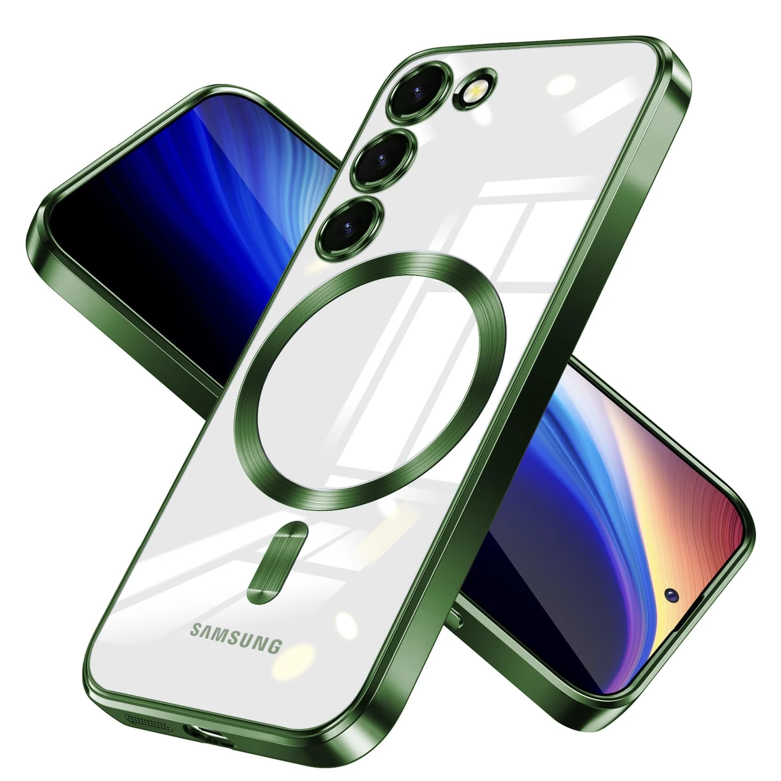 DL3 Mobilak Plated-Edge Protective Case for Samsung Galaxy S23 + Plus, Supports wireless charging, Camera protection, Scratch-resistant surface - Green
