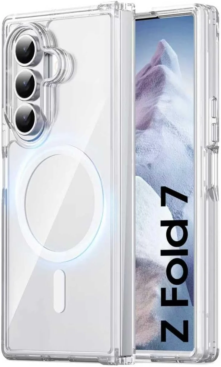DL3 Mobilak for Samsung Galaxy Z Fold 7 Case, Compatible with MagSafe Shockproof Protection Yellowing Resistant Magnetic Phone Case for Galaxy Z Fold 7 5G (2024) - Clear