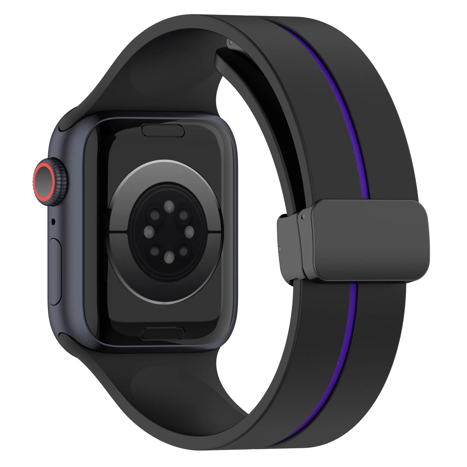 DL3 Mobilak Magnetic Bands for Apple Watch Ultra/Ultra 2 Band 49mm 45mm 44mm 42mm 41mm 40mm 38mm, Soft Sport Silicone Strap for iwatch Series 9/8/7/6/5/4 (42mm/44mm/45mm/49mm) - Black Purple