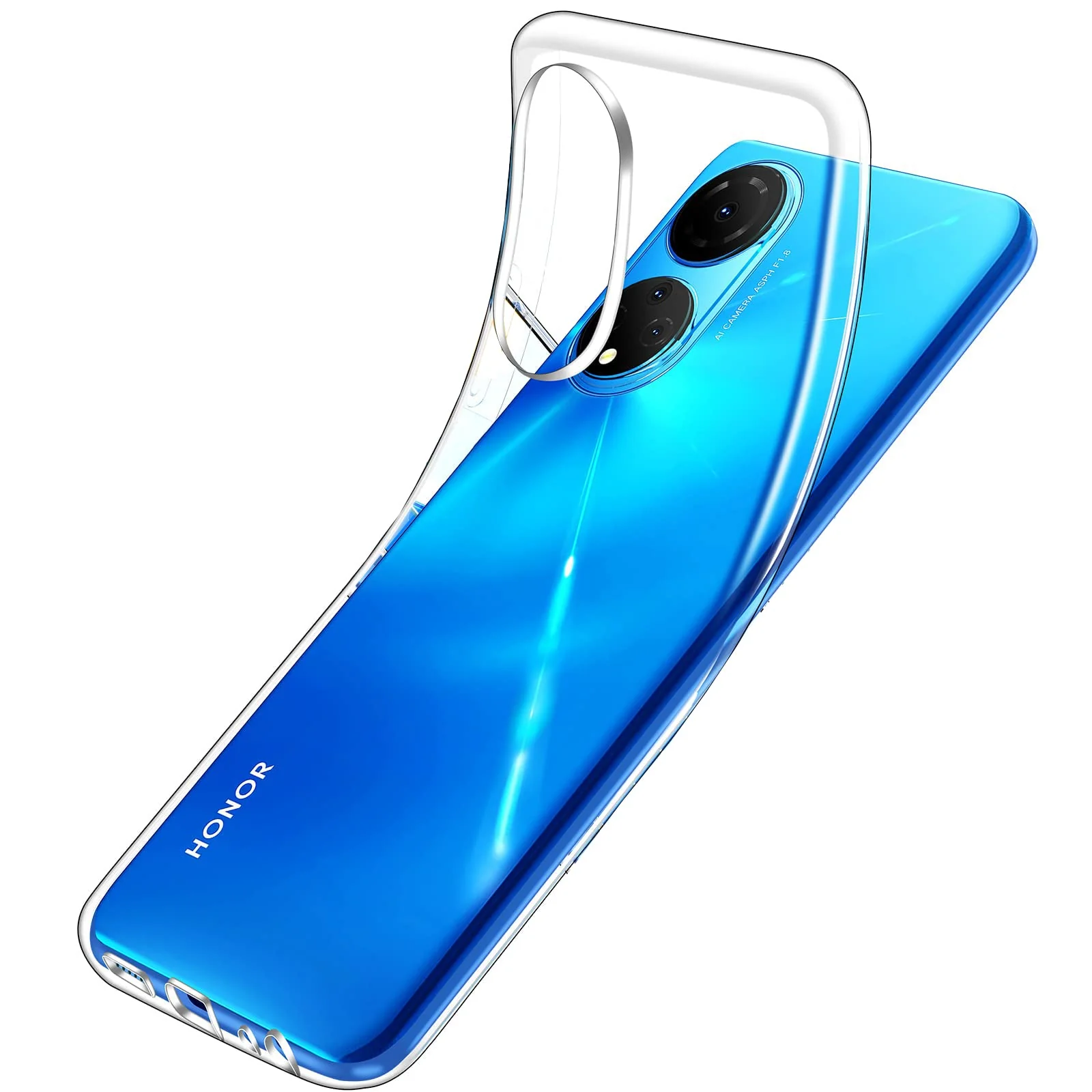 DL3 Mobilak Case Compatible with Honor X7 / Honor Play 30 Plus Case Crystal Soft TPU Gel Case Flexible Silicone Anti-Scratch Camera Protection TPU Cover - Clear