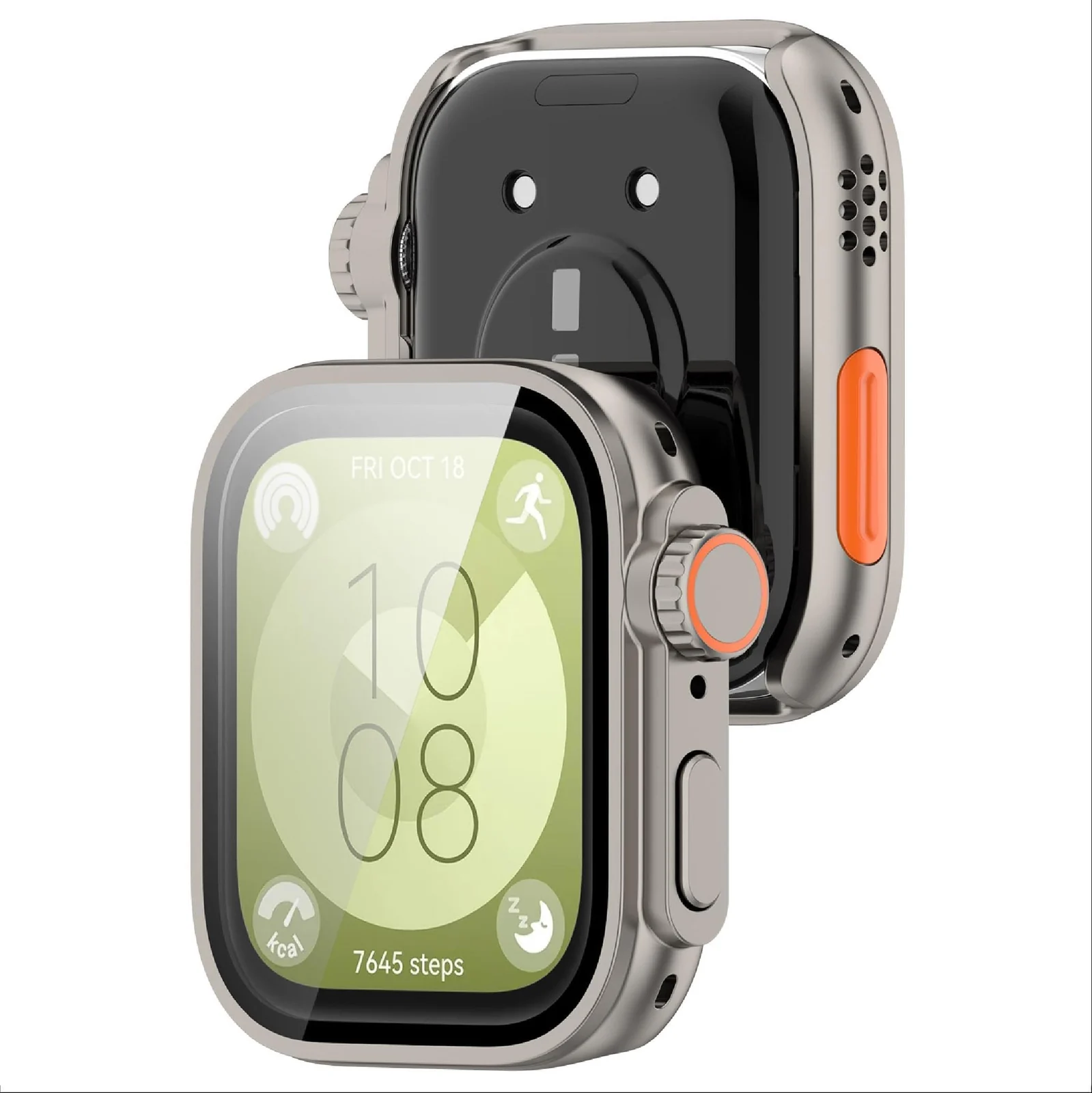 DL3 MOBILAK Ultra-Style Watch Case with Tempered Glass for Huawei Watch Fit 3, Titanium