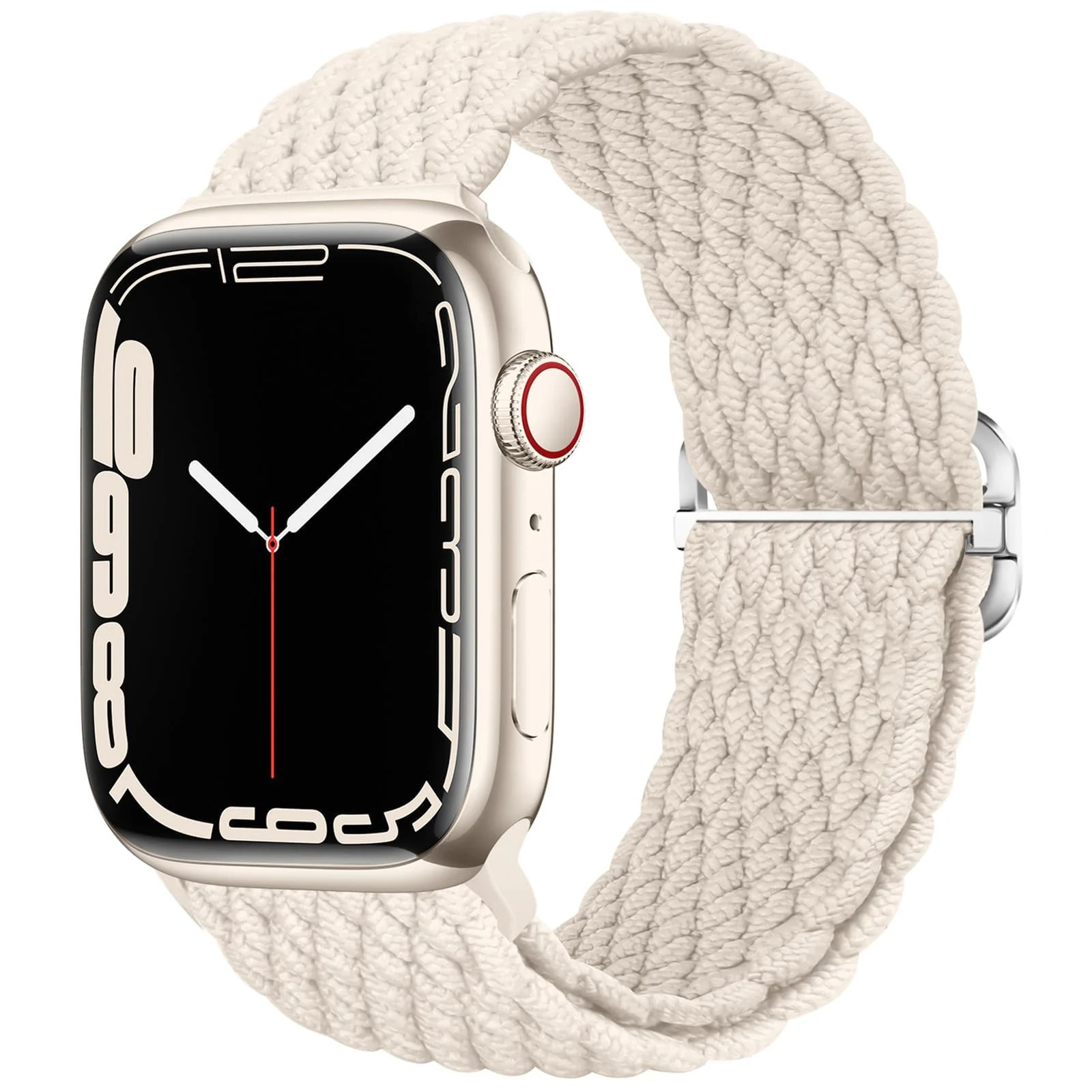 DL3 Mobilak Stretchy Nylon Solo Loop Strap Compatible with Apple Watch Band 49mm 45mm 46mm 44mm 42mm for Women Men, Sport Breathable Braided Wristband for iWatch Series 11 10 9 8 7 6 5 4 SE Ultra 3 2 1 - Starlight
