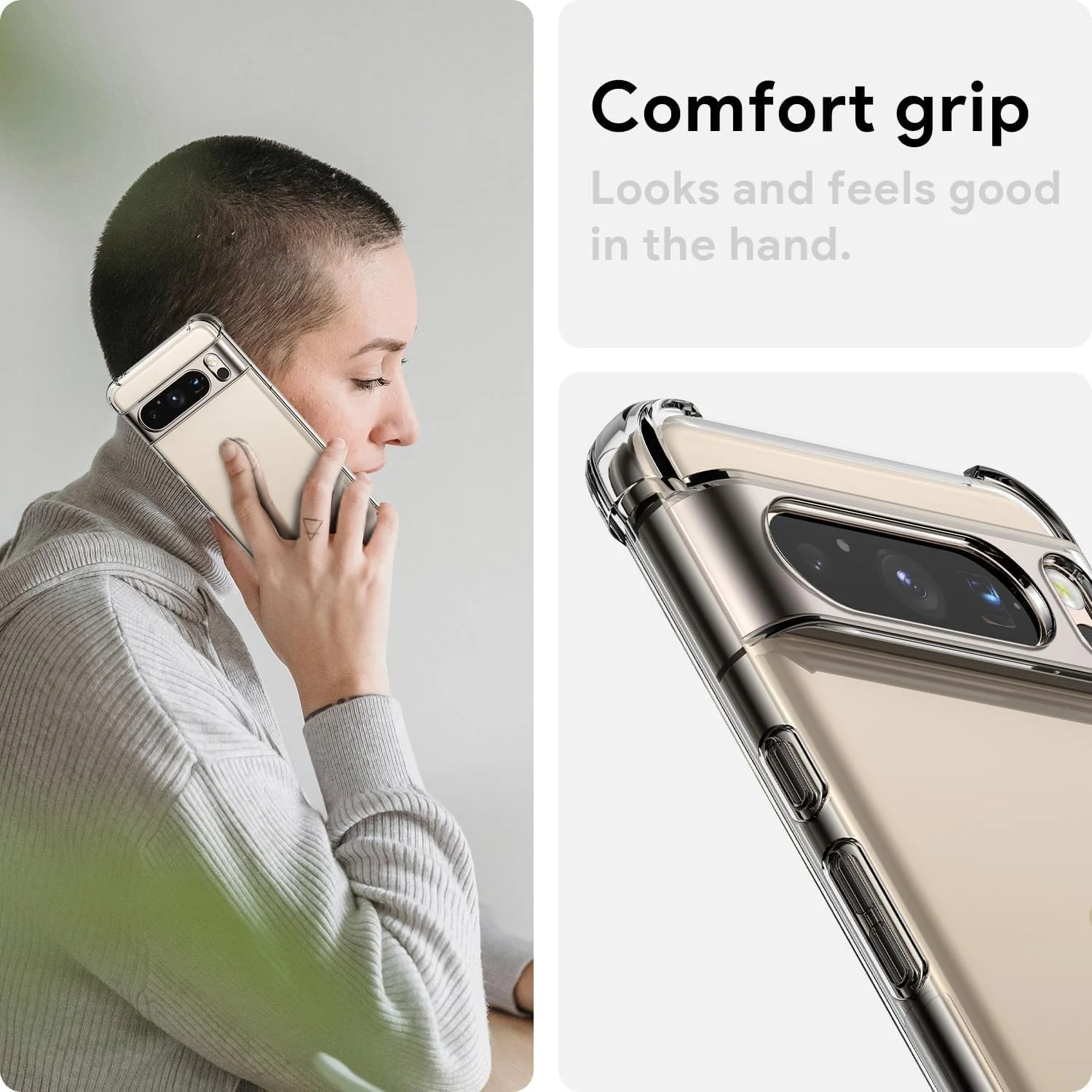 DL3 Mobilak Case Compatible with Google Pixel 8 Pro, Cover Silicone TPU Gorilla Anti-shock Protector Camera Shockproof Corners - Clear