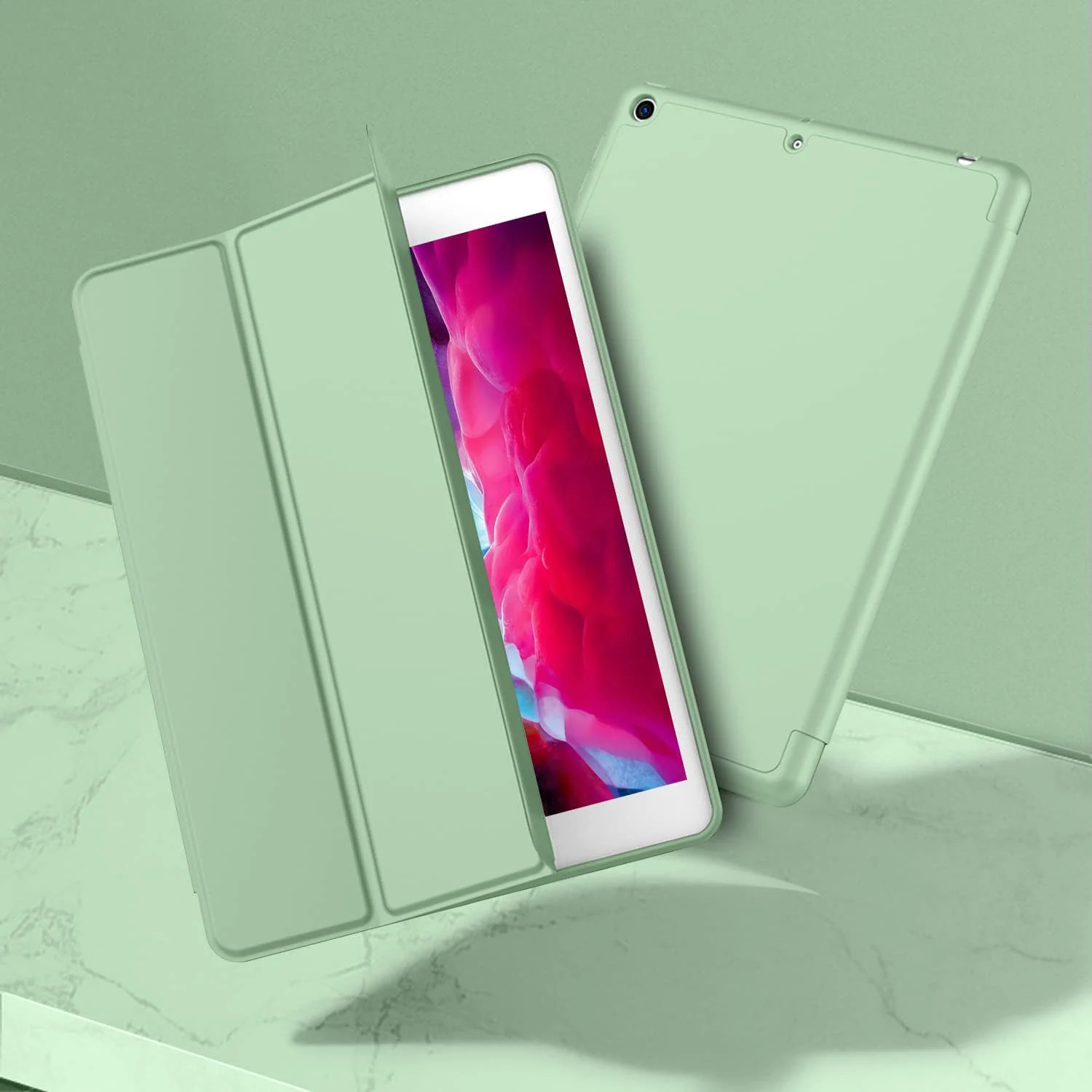 DL3 Mobilak Case For iPad 9.7-inch, (2018/2017), iPad Pro 9.7 Inch 2016, iPad Air 2nd/1st Smart Cover with Pencil Holder and Soft Silicone Back, Full Body Protection, Auto Wake/Sleep - Mint Green