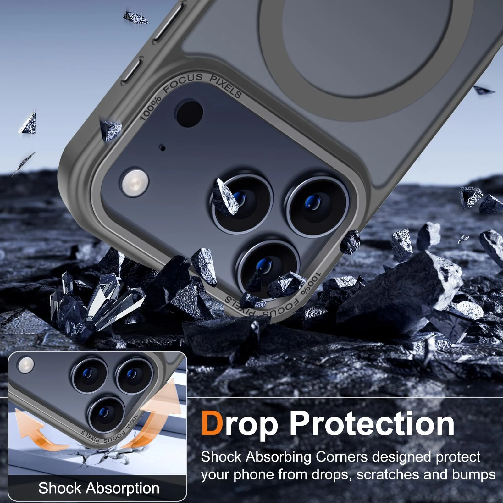 DL3 MOBILAK Protective Phone Case for Apple iPhone 18 Pro and 17 Pro - Gray