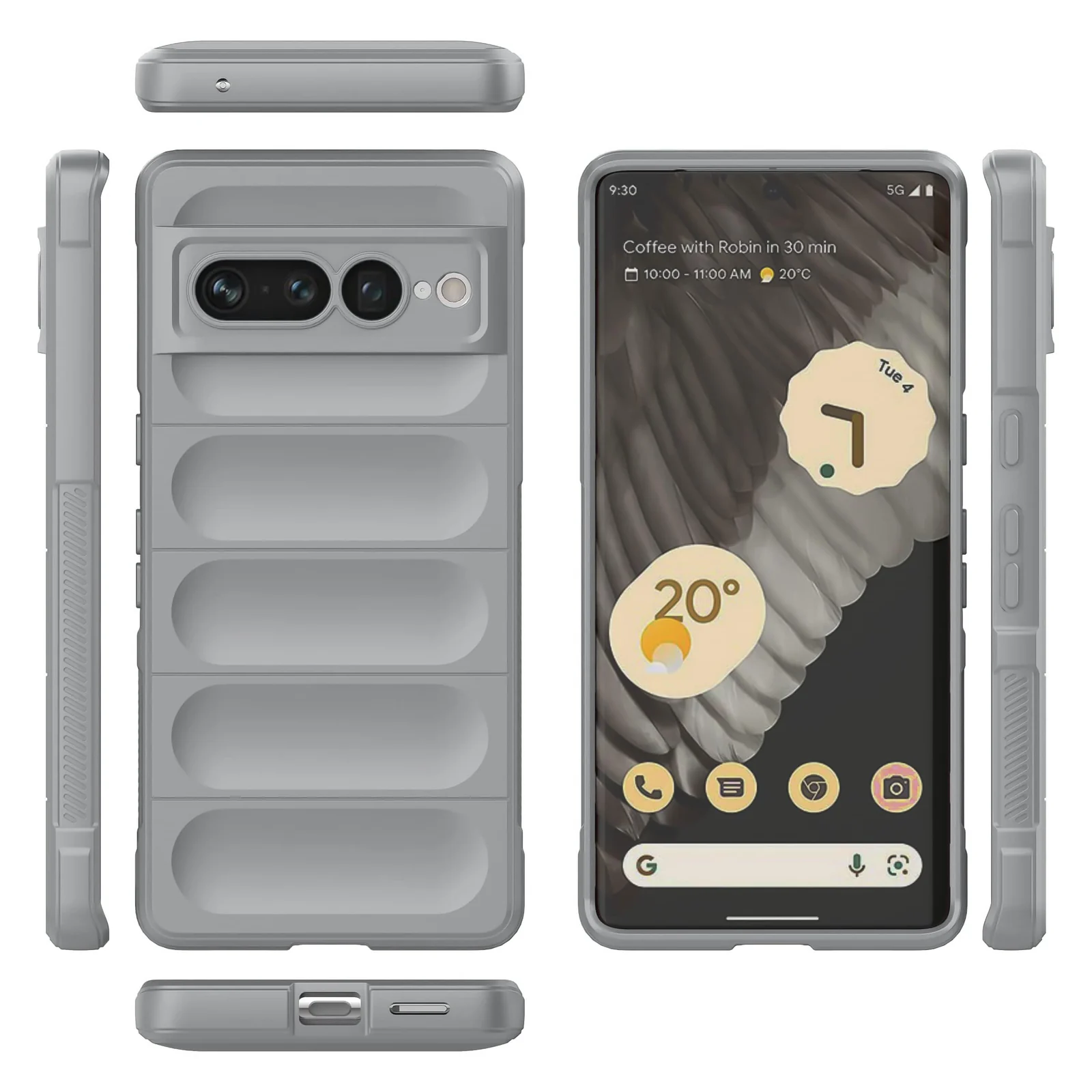 DL3 Mobilak Silicone Case for Google Pixel 7 Pro Heavy Duty Protective [Slim Fit] Shockproof Soft Flexible Protective Design Shock-Absorption TPU Cover With Camera Protection - Gray
