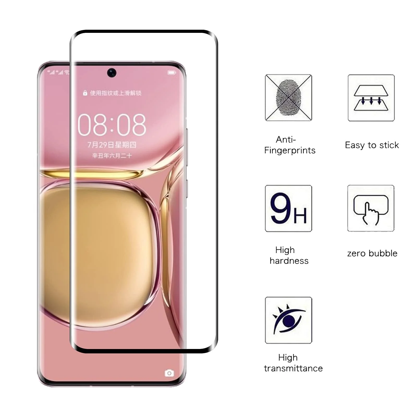 DL3 Mobilak Screen Protector for Huawei P50 Pocket, Tempered Glass Screen Saver Premium HD Protective, Scratch Resistant, NO-Bubble, 9H Hardness, Full Coverage Film - Clear